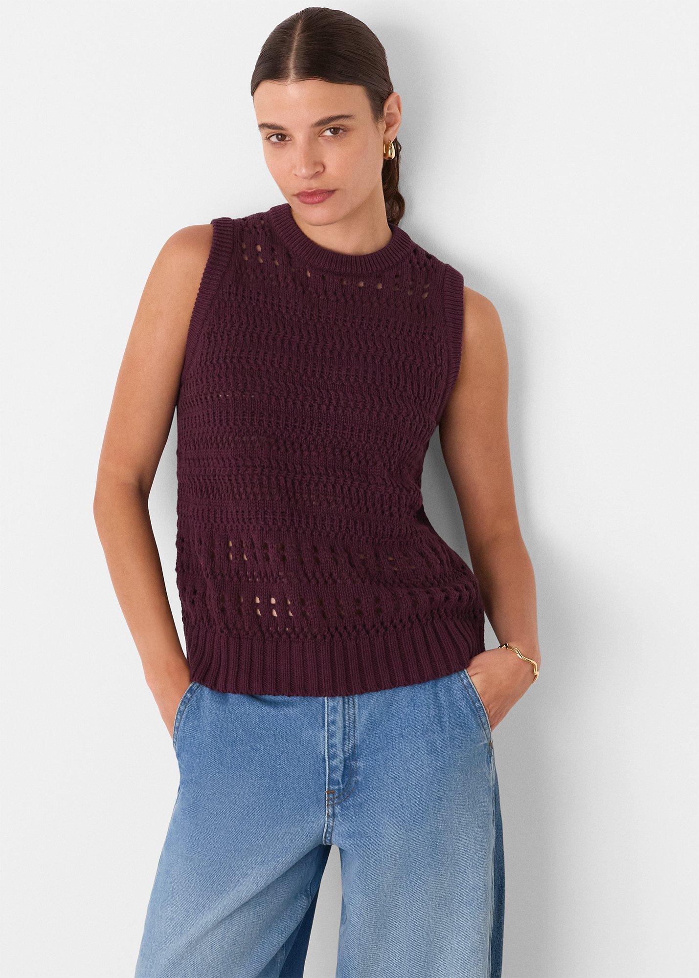 Plum Chunky Cotton Pointelle Tank