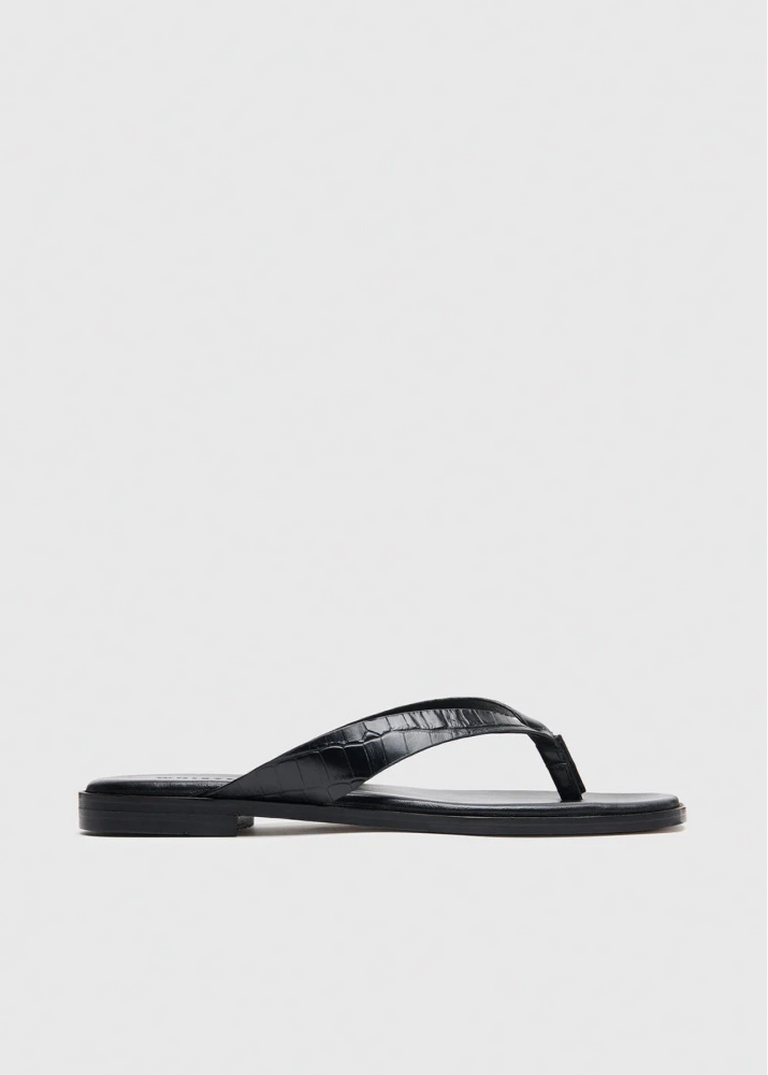 Black Croc Embossed Flip Flop 