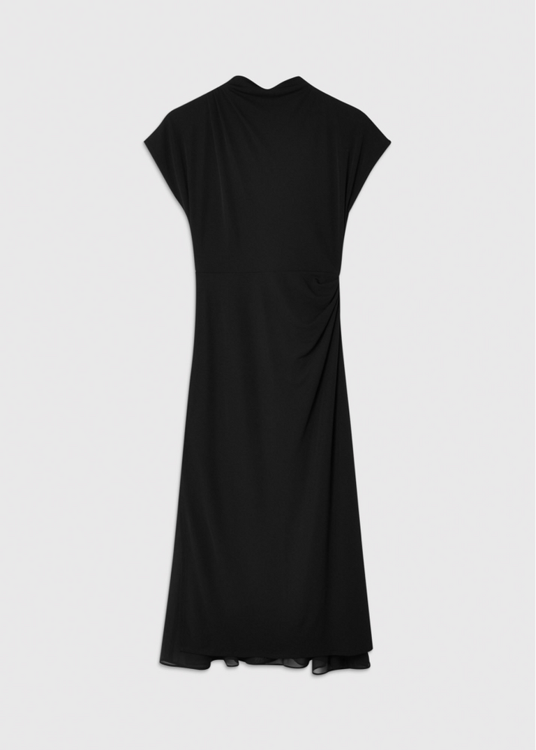 Black Jersey Sheer Underlayer Dress