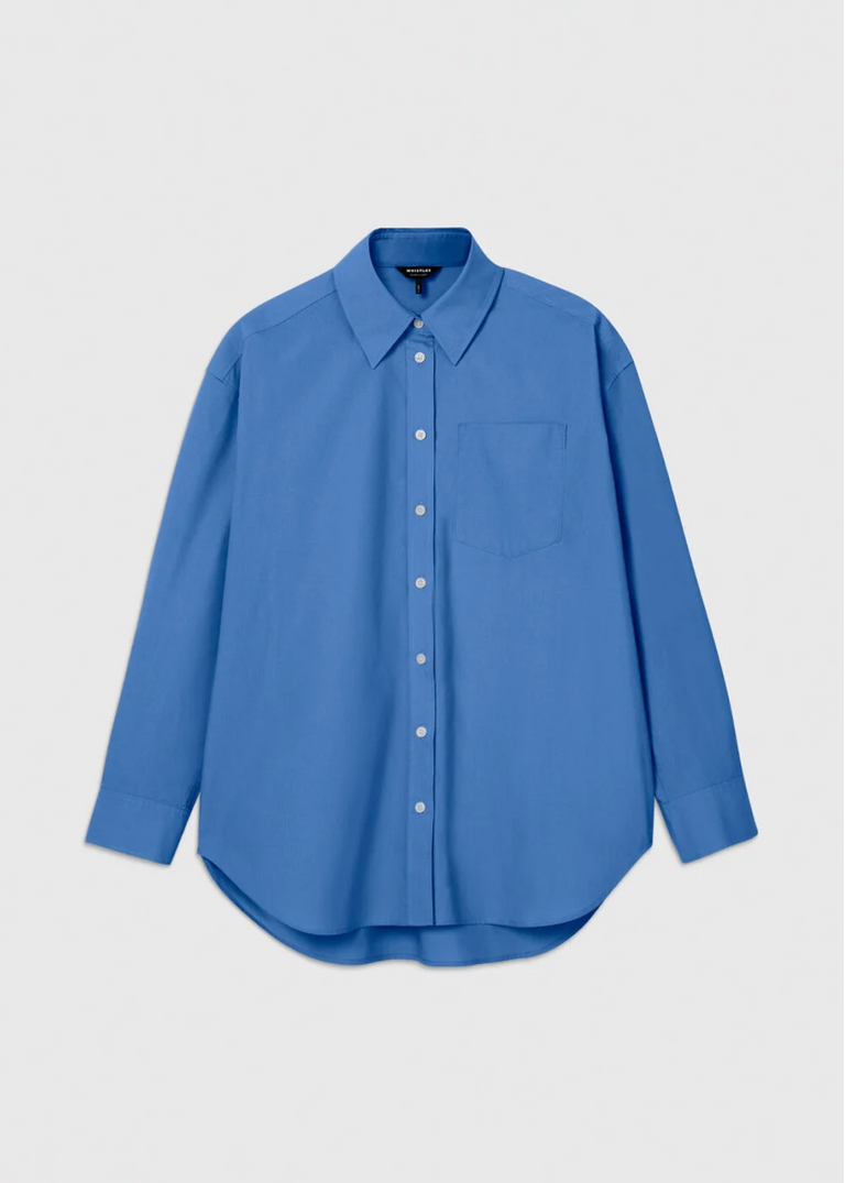 Blue Oversized Cotton Poplin Shirt 