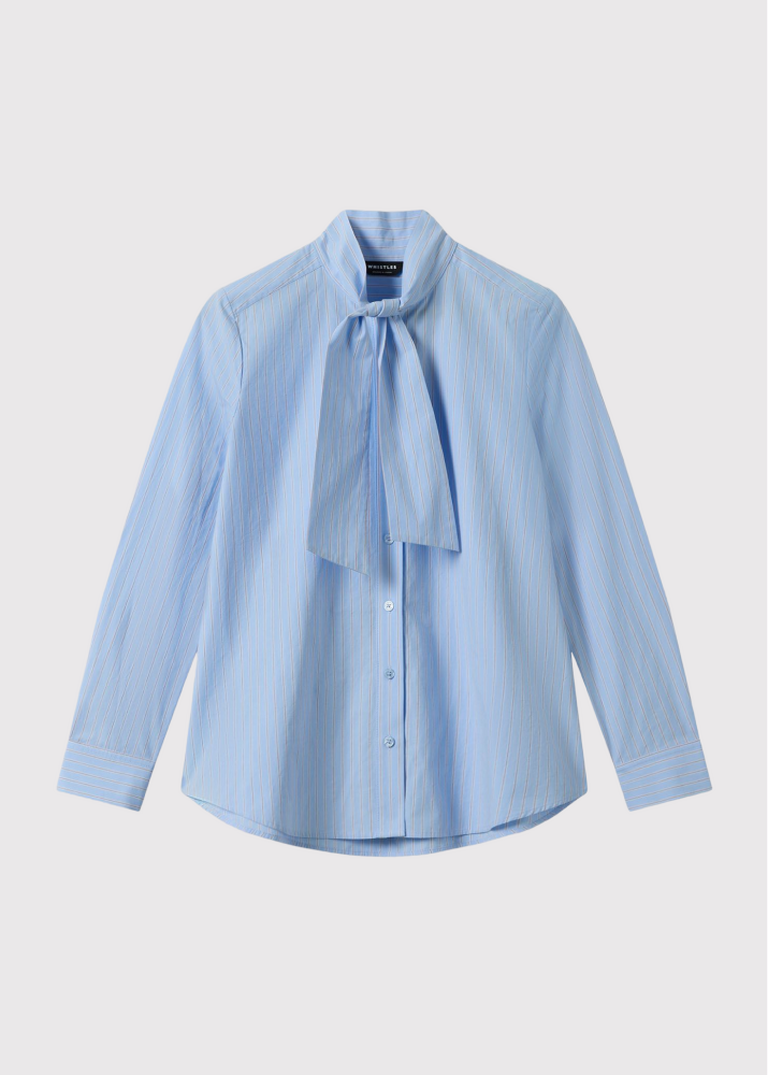 Blue Scarf Stripe Cotton Shirt 