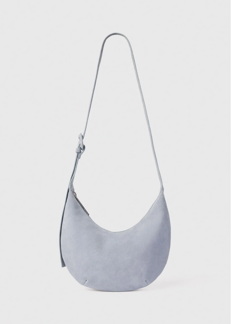 Blue Small Sia Suede Crossbody Bag