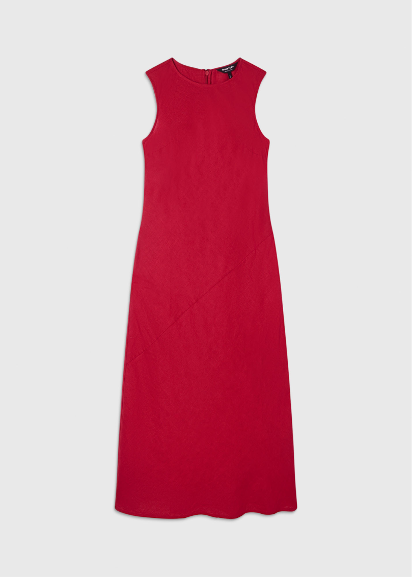 Flatshot of the bias cut linen dress