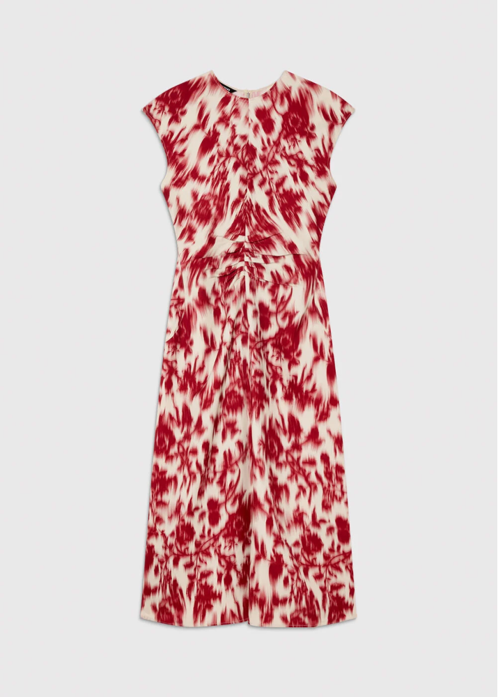 Flatshot of the blurred floral crepe dress