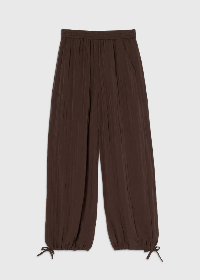 Brown Balloon Tie Hem Trousers