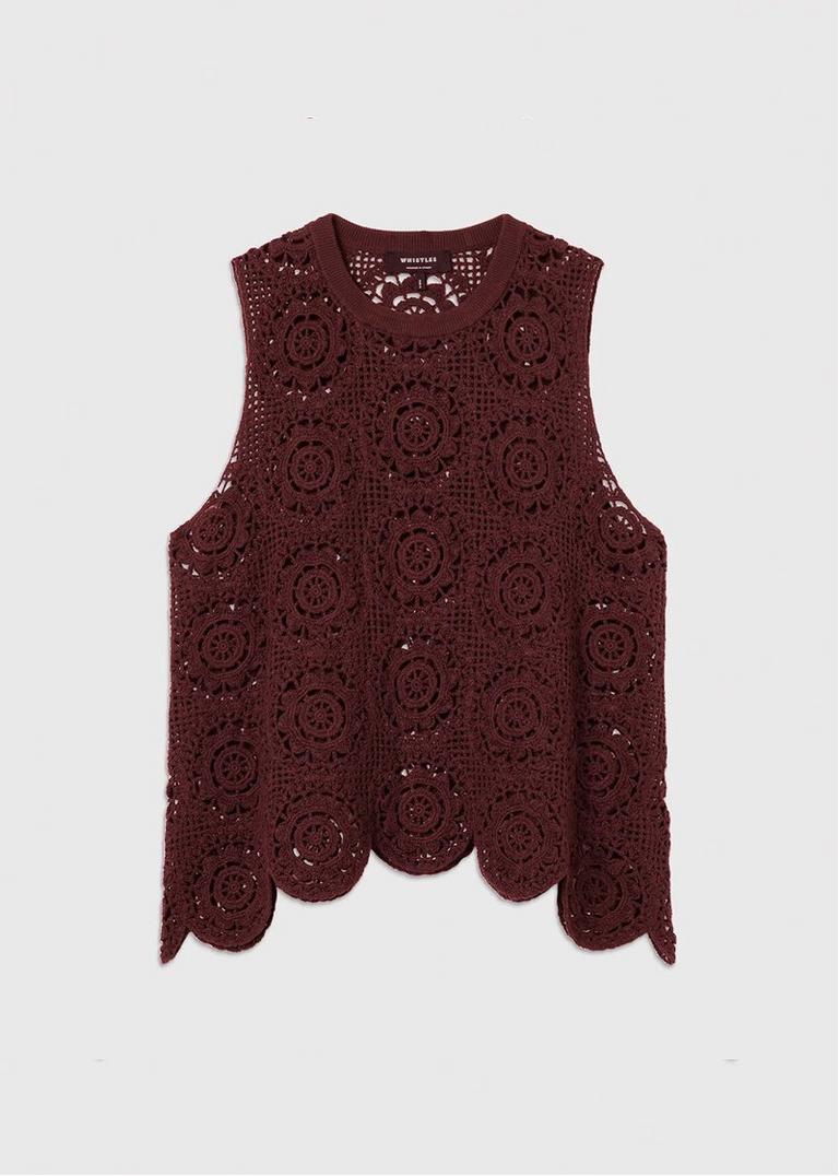 Chocolate Circle Crochet Tank