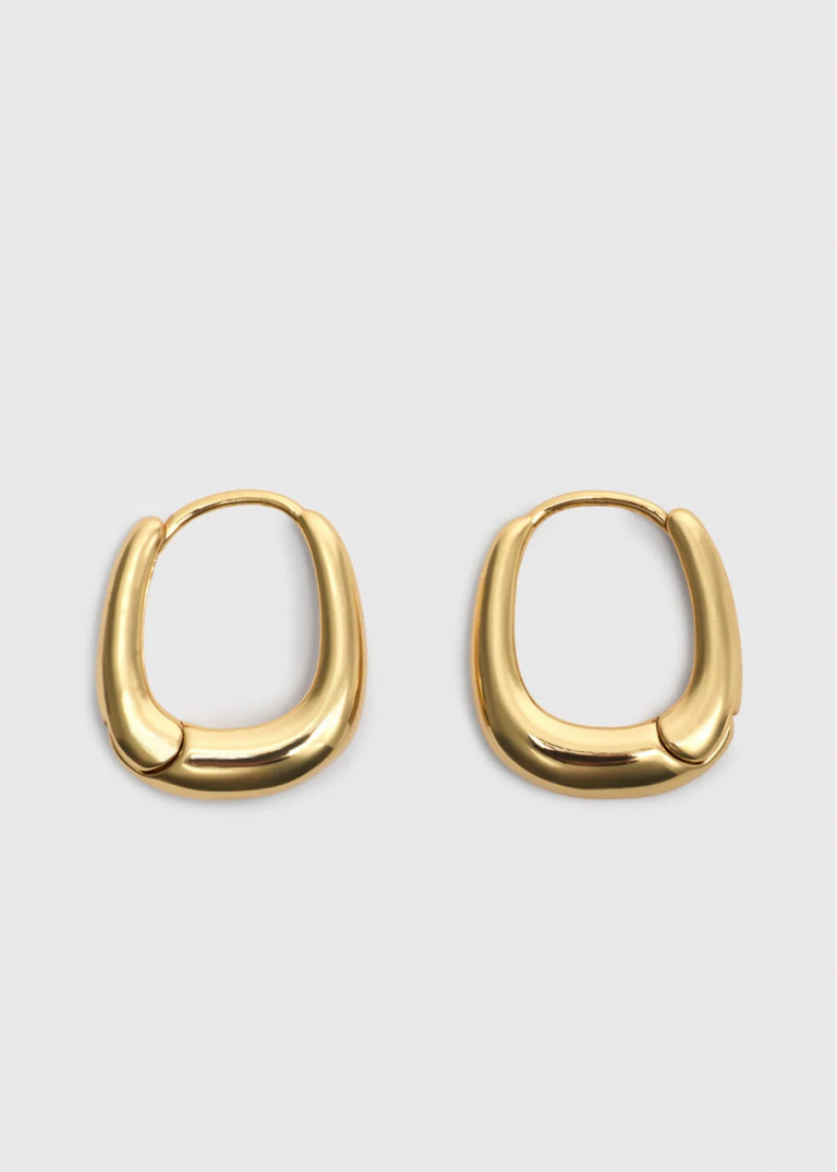 Gold Curved Square Huggie hoop