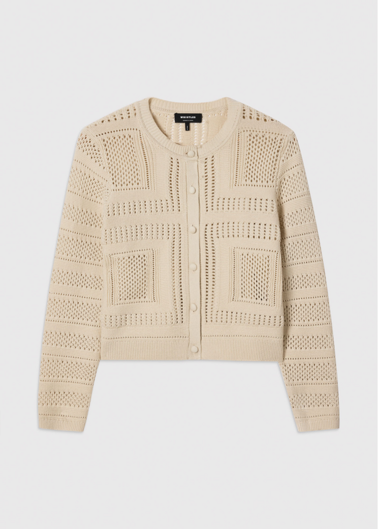 Ivory Crochet Detail Cardigan 