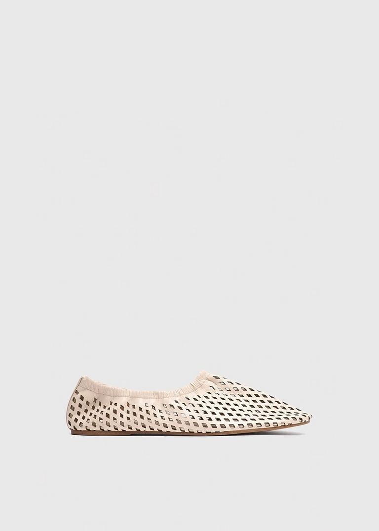 Ivory Lasercut Ballet Pump