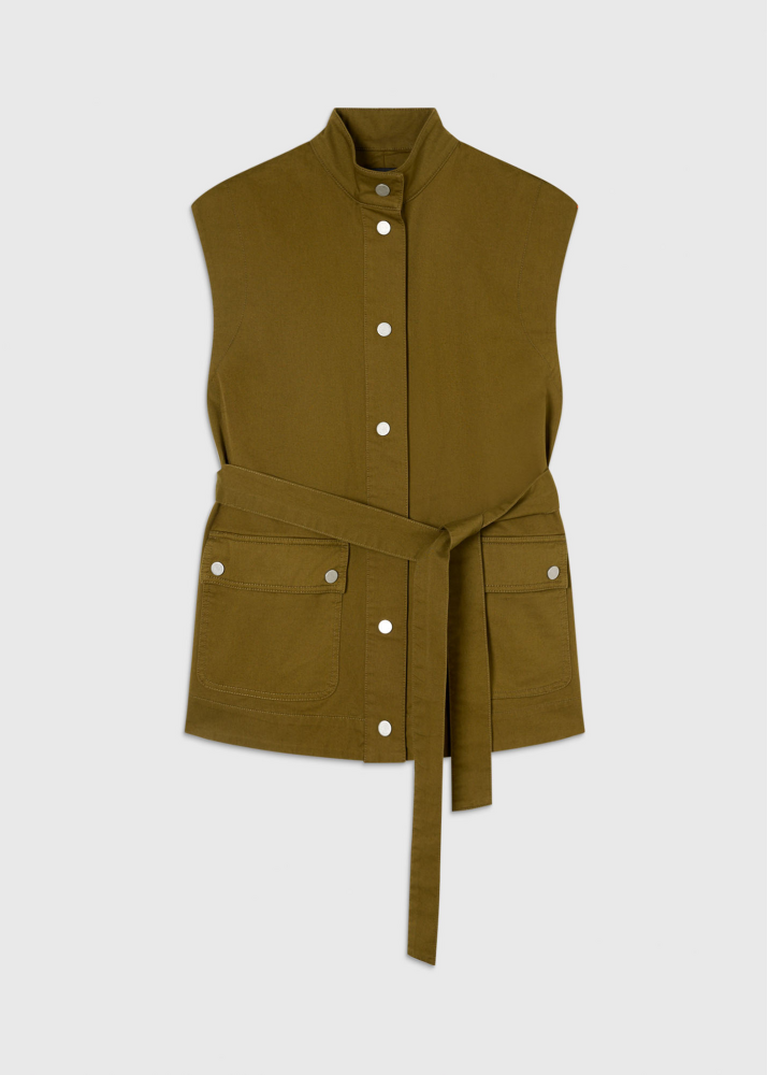 Khaki Sleeveless Safari Jacket