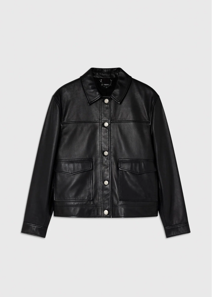 Flatshot of Natia leather western jacket