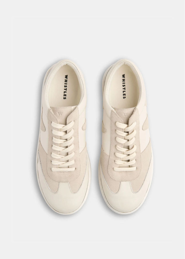 Flatshot of the suede leather mix trainer