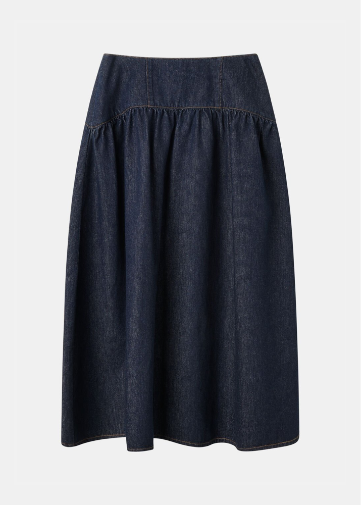 Flatshot of the waisted midi skirt