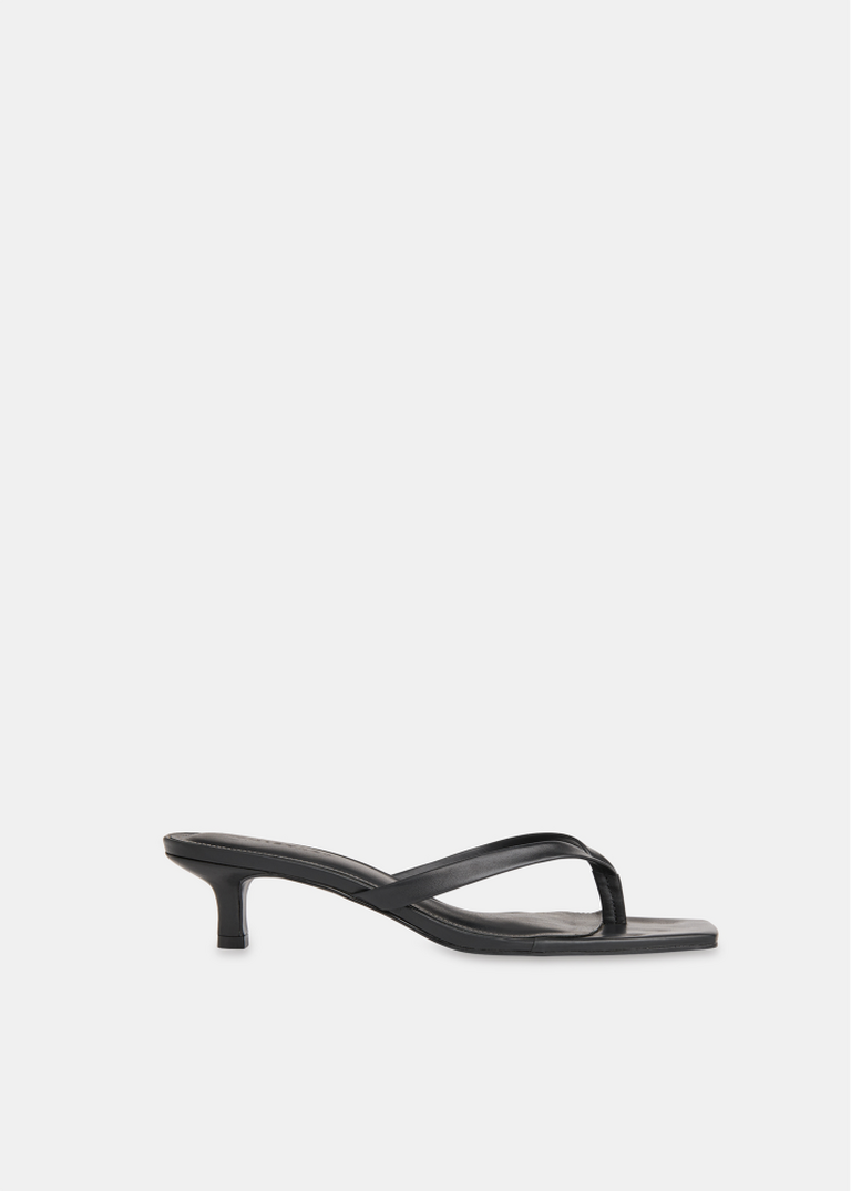 Black Toe Post Kitten Heel Mule 