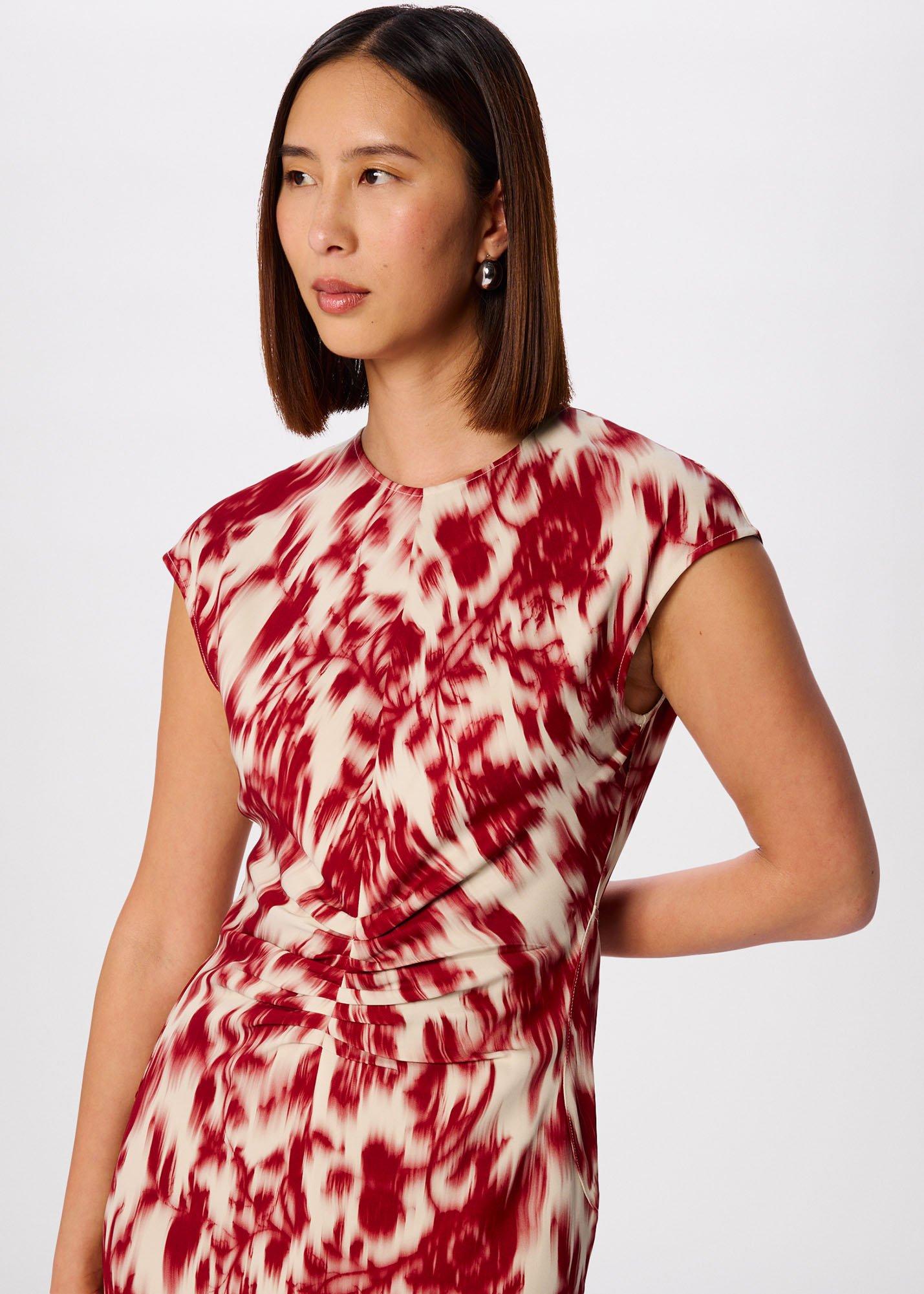 Petite Blurred Floral Crepe Dress