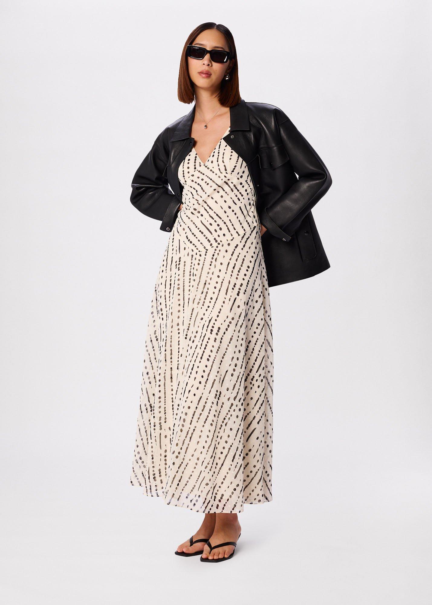 White Dashed Spot Dobby Maxi Dress