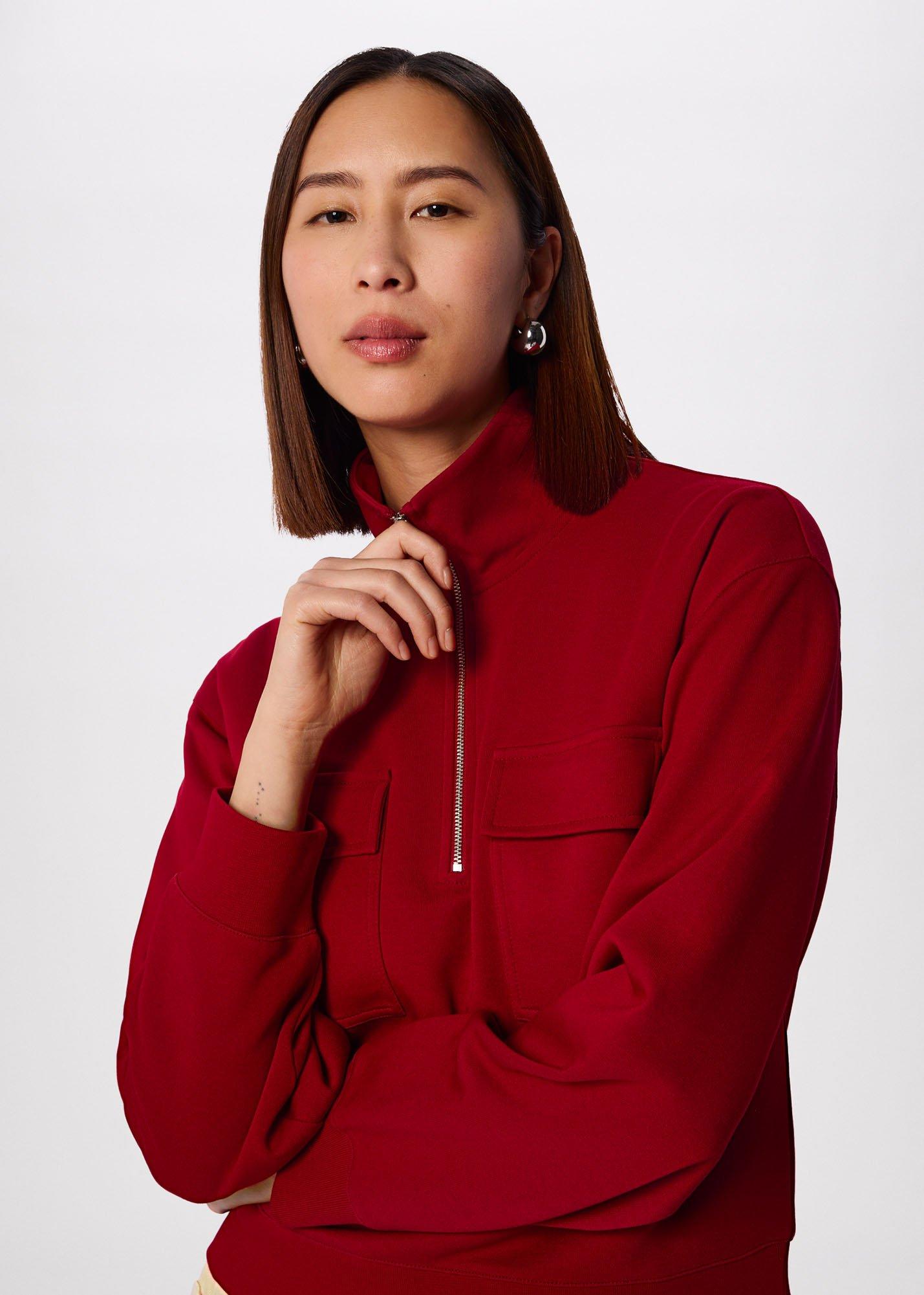 Dark Red Funnel Quarter Zip Sweat