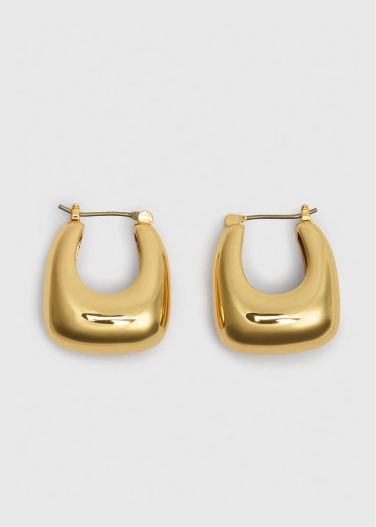 Gold Chunky Curved Square Earring