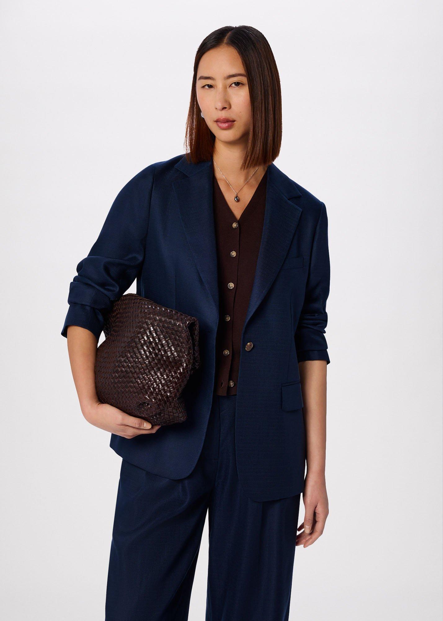 Navy Relaxed Hopsack Blazer