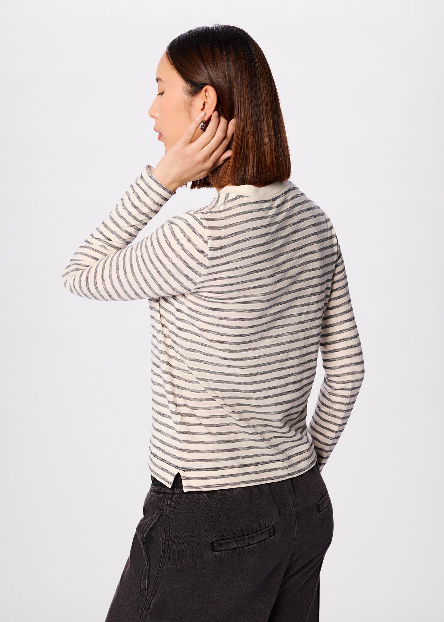 Stripe Crew Neck Pocket Top
