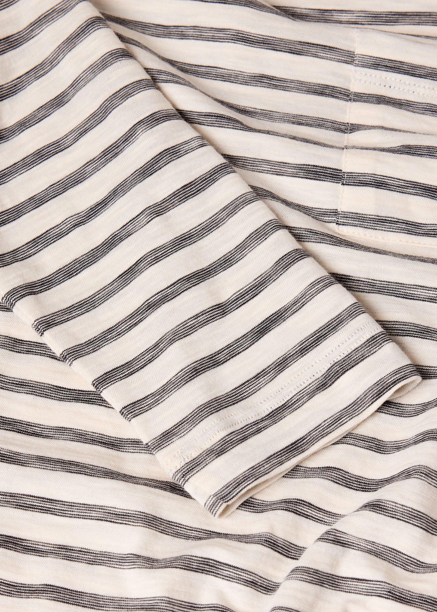 Stripe Crew Neck Pocket Top