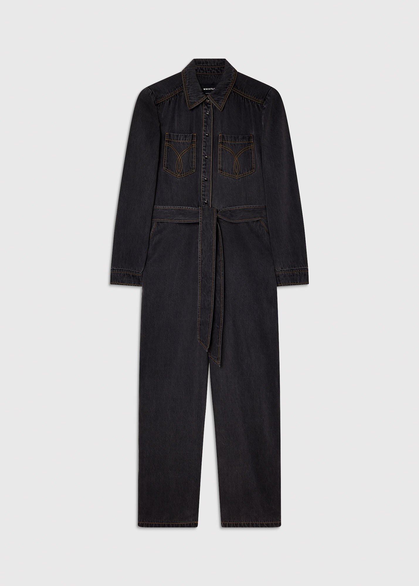 Cotton Blend Denim Jumpsuit