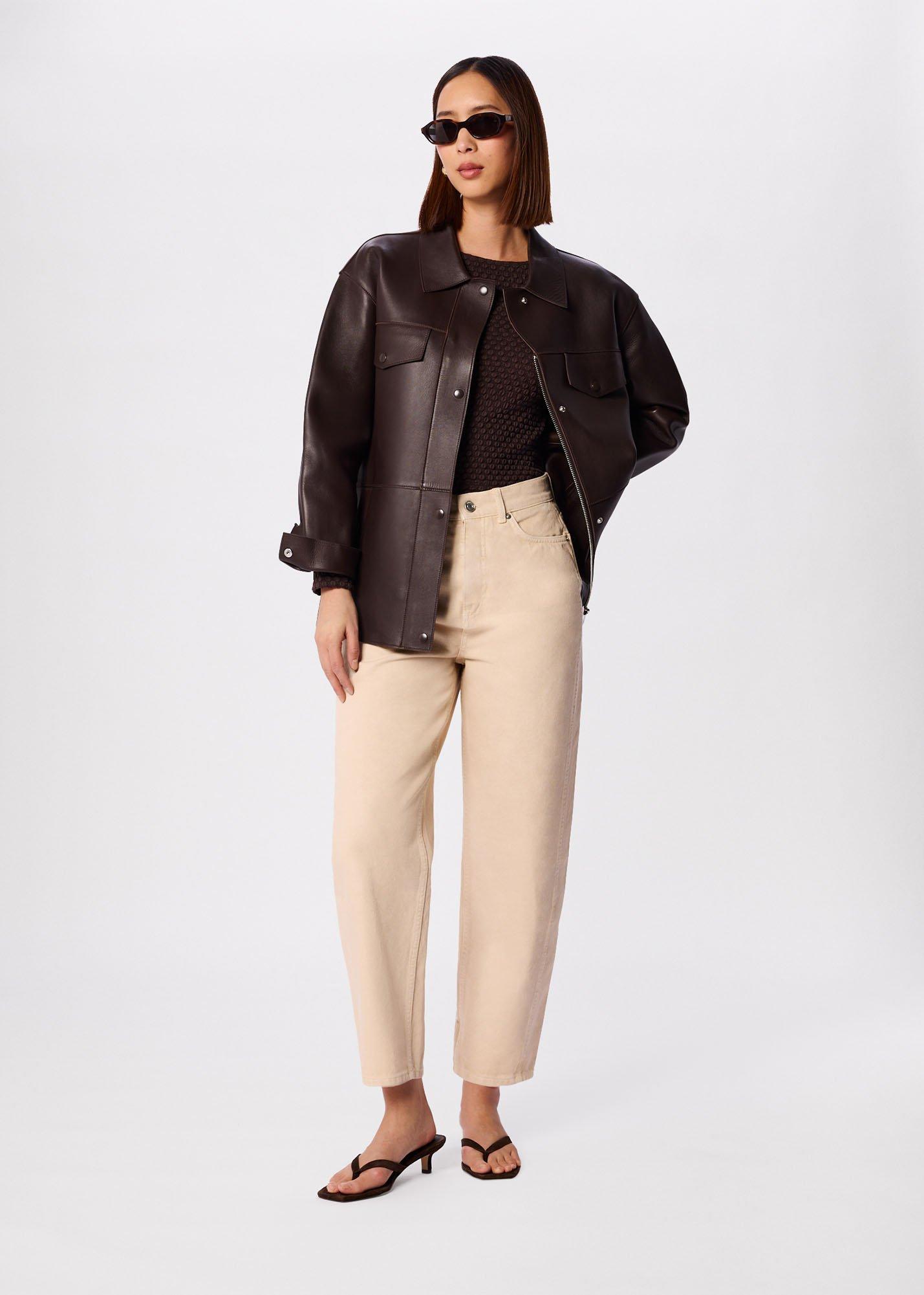 Brown Textured Circle Jersey Top