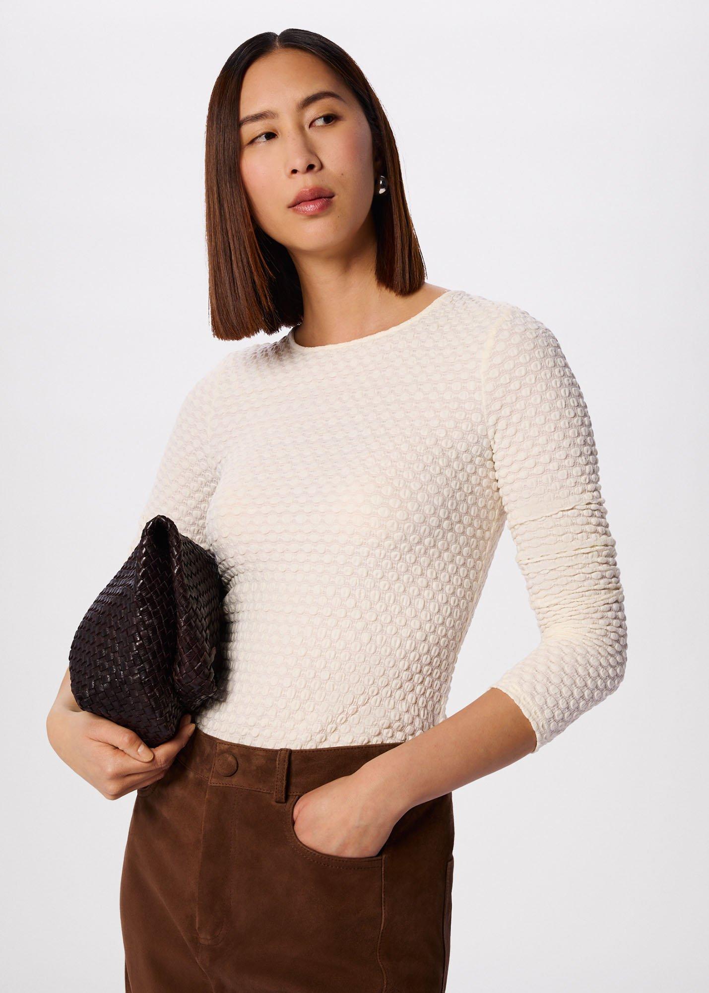 Ivory Textured Circle Jersey Top