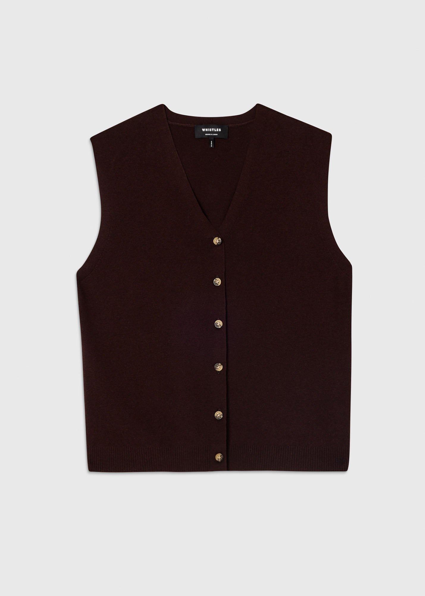 V Neck Button Front Knit Tank