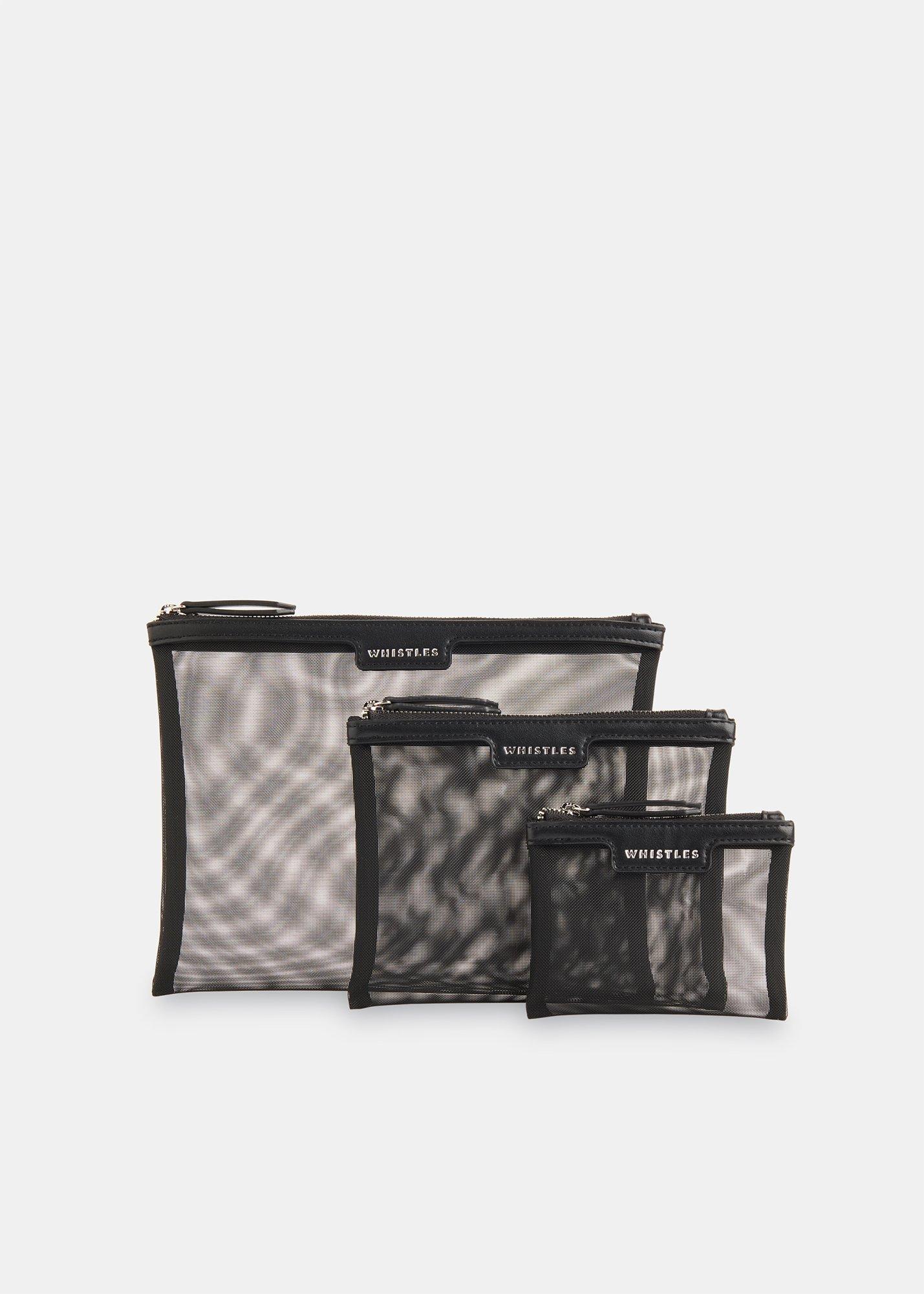 Black 3 Pack Mesh Pouches
