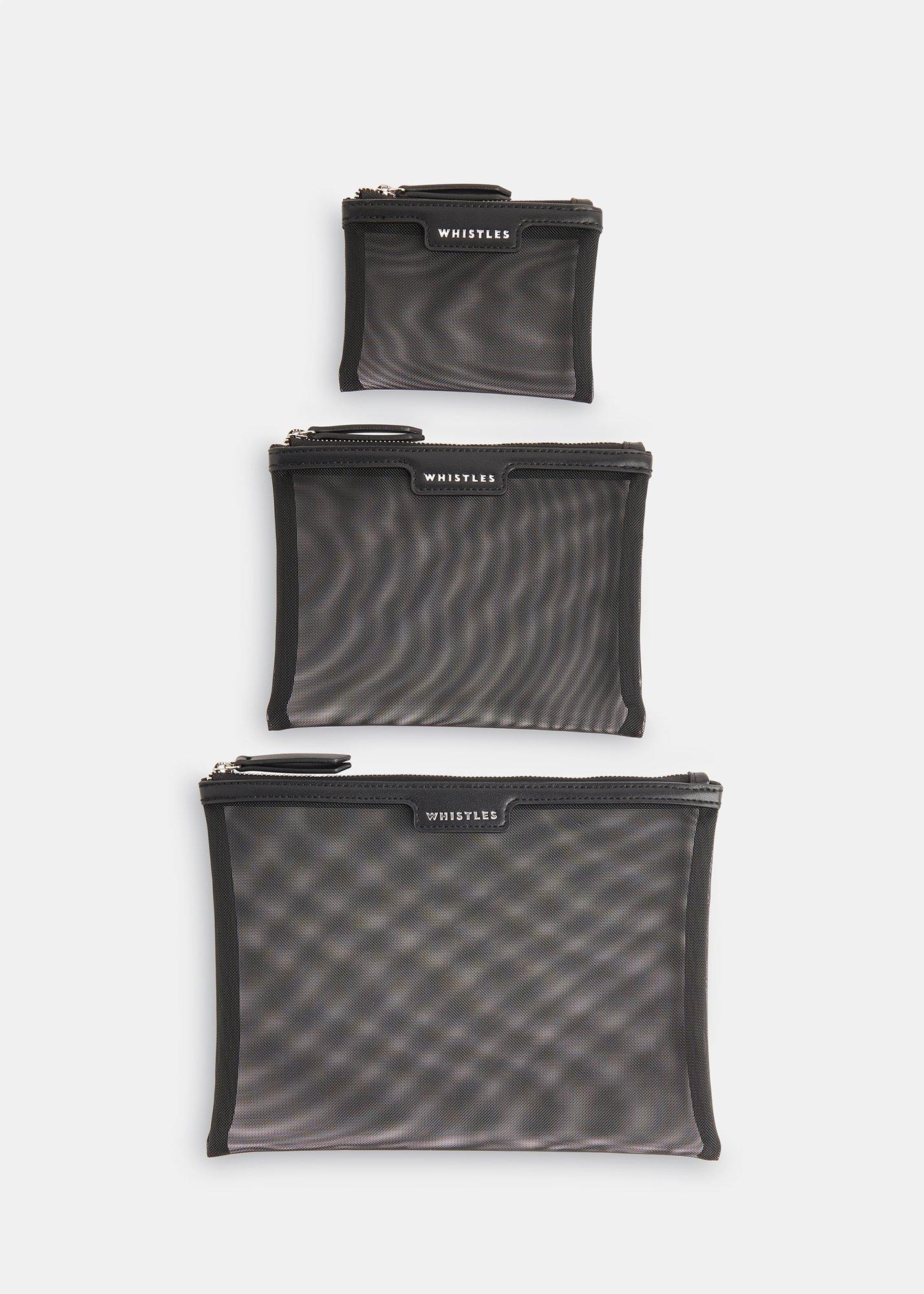 Black 3 Pack Mesh Pouches