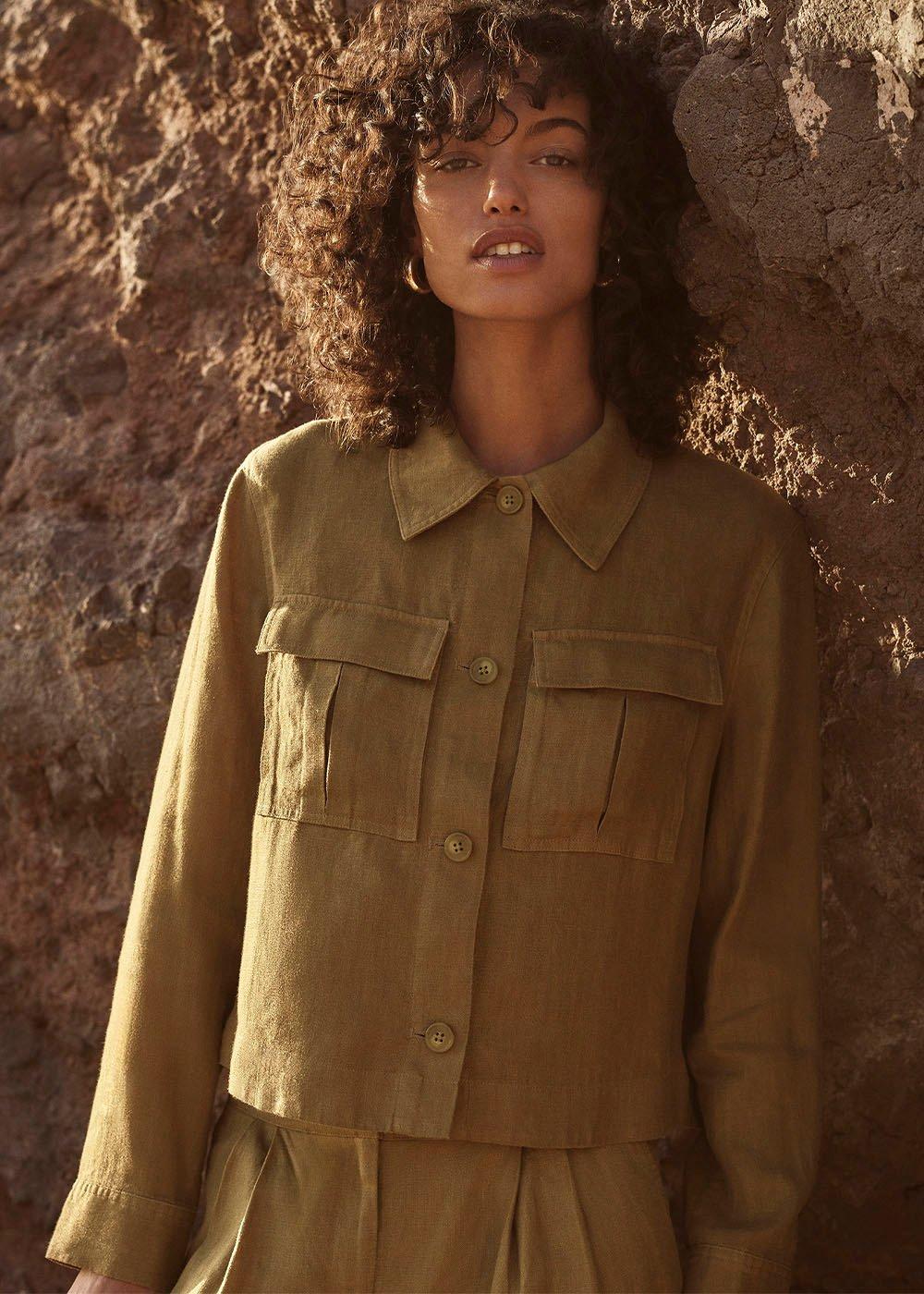 Olive Abby Linen Casual Jacket
