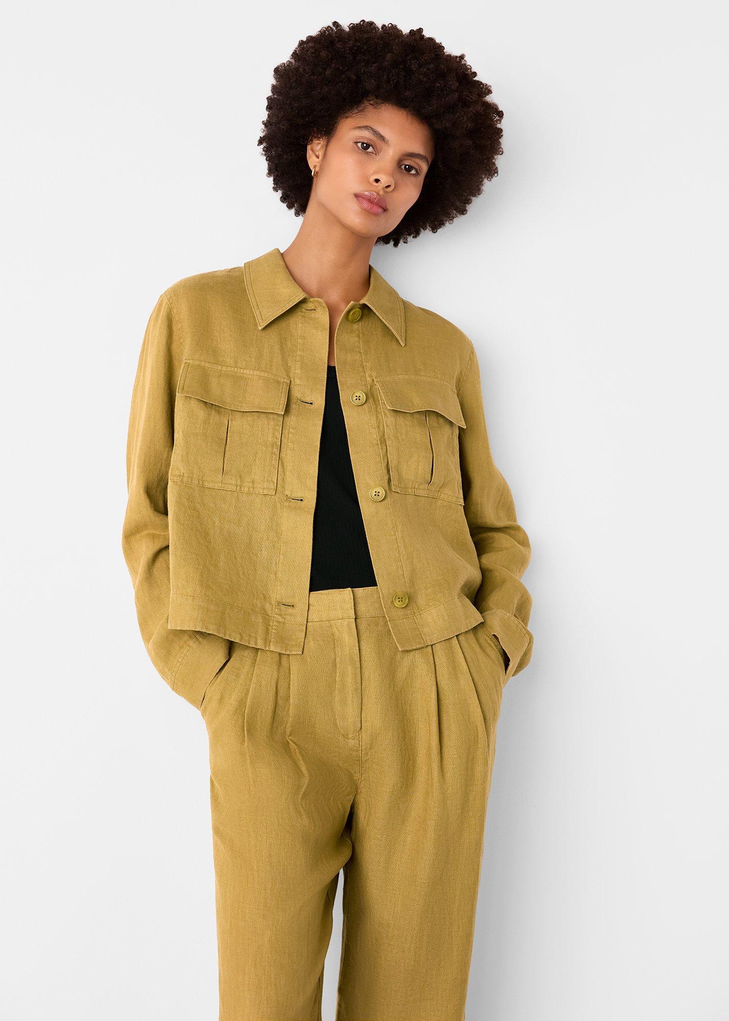 Olive Abby Linen Casual Jacket