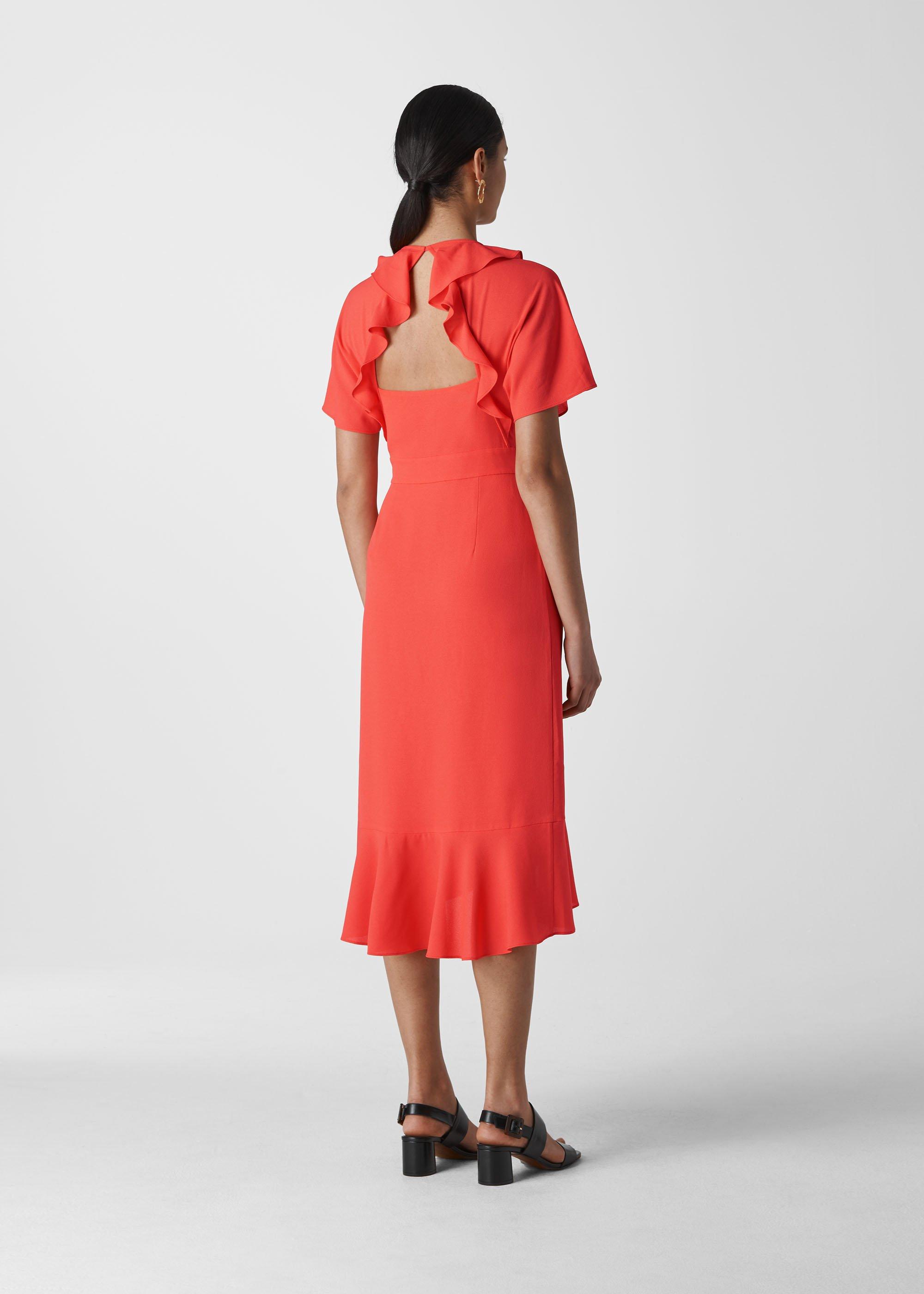 Coral Abigail Frill Wrap Dress