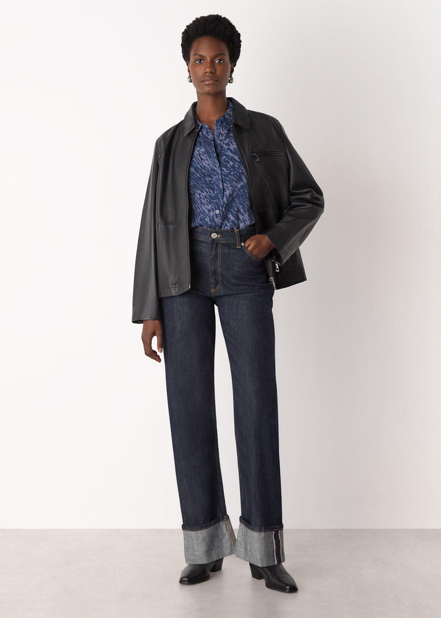 Blue Abstract Marks Collared Shirt