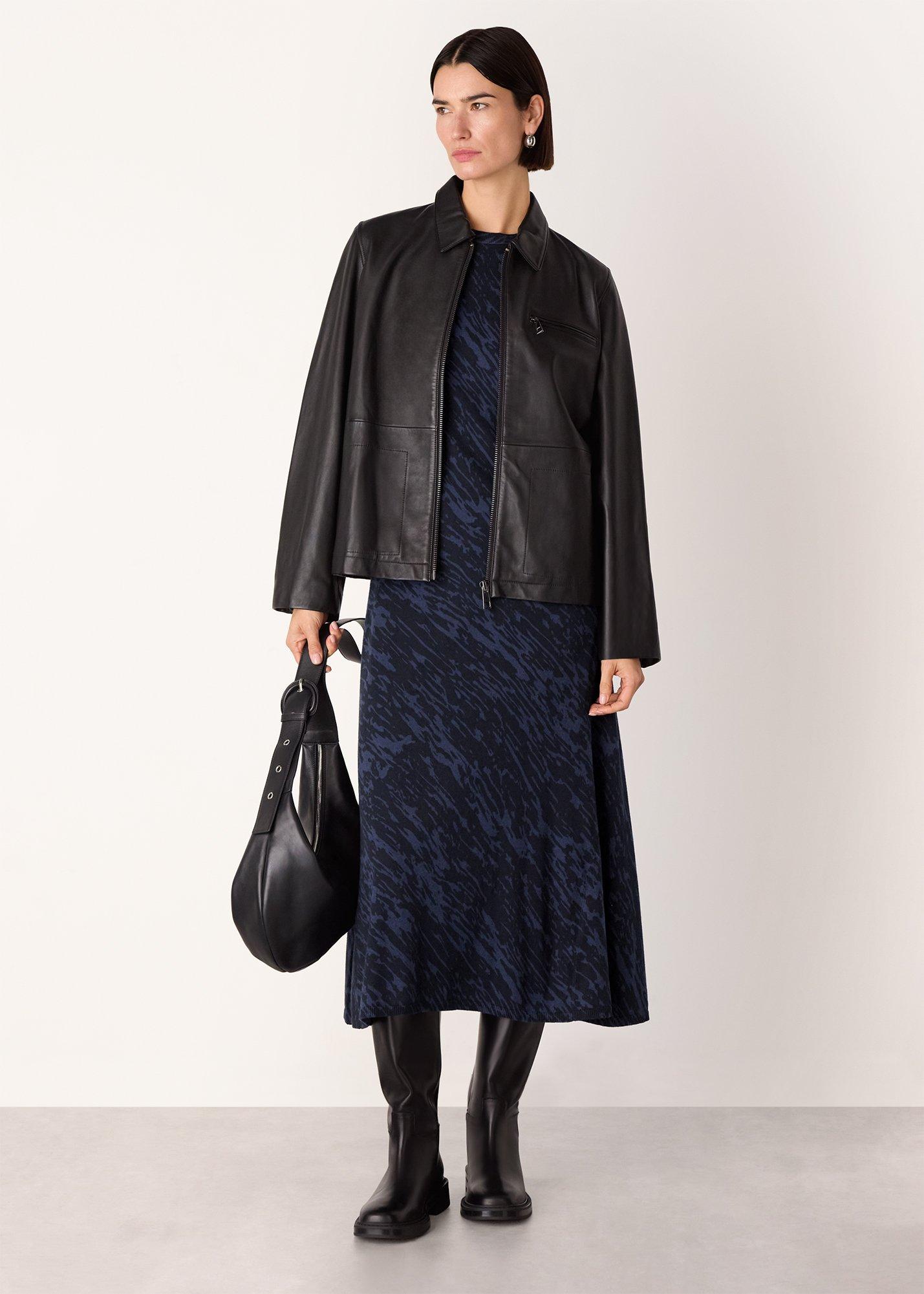 Blue Abstract Marks Midi Knit Dress