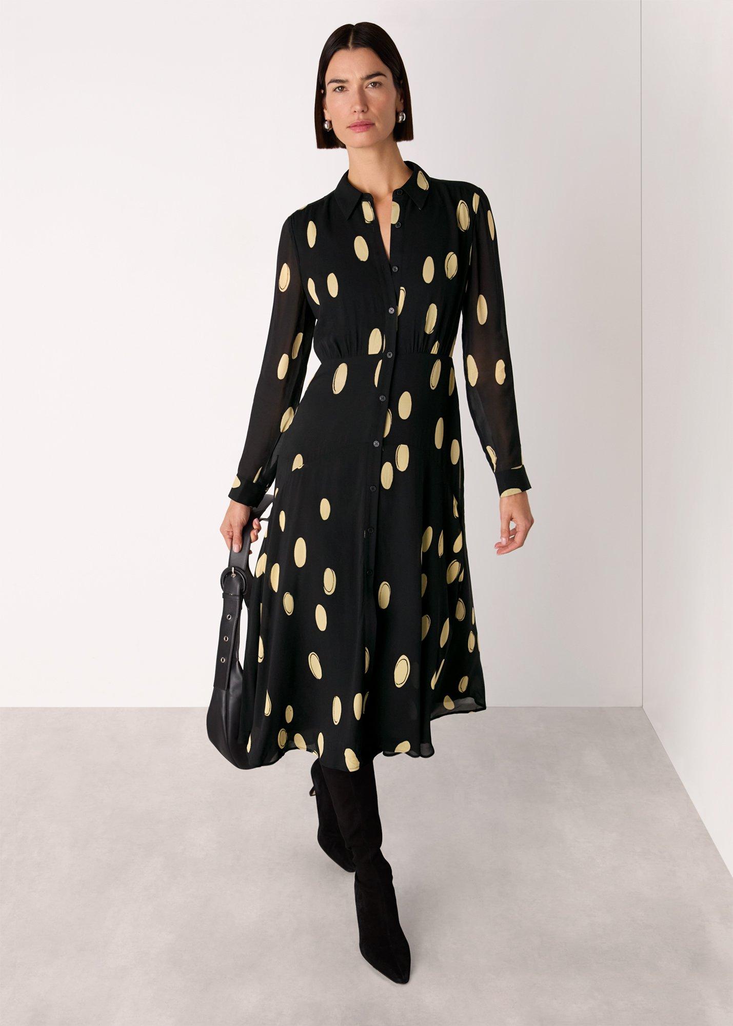 Black Abstract Spot Shirt Dress