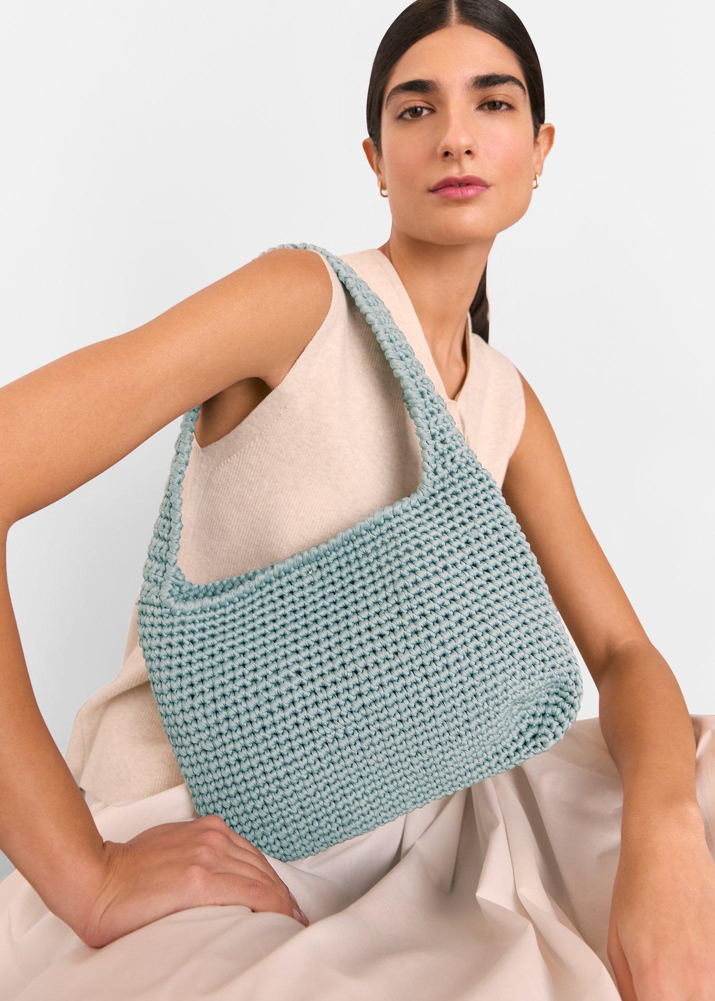Blue Adaline Crochet Shoulder Bag