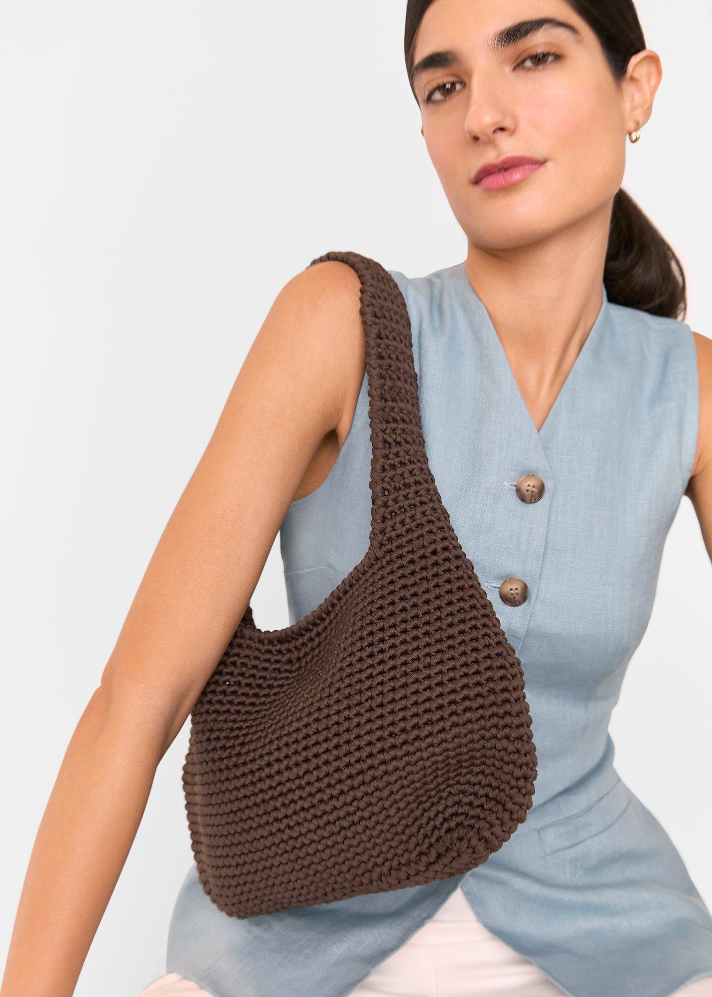 Chocolate Adaline Crochet Shoulder Bag