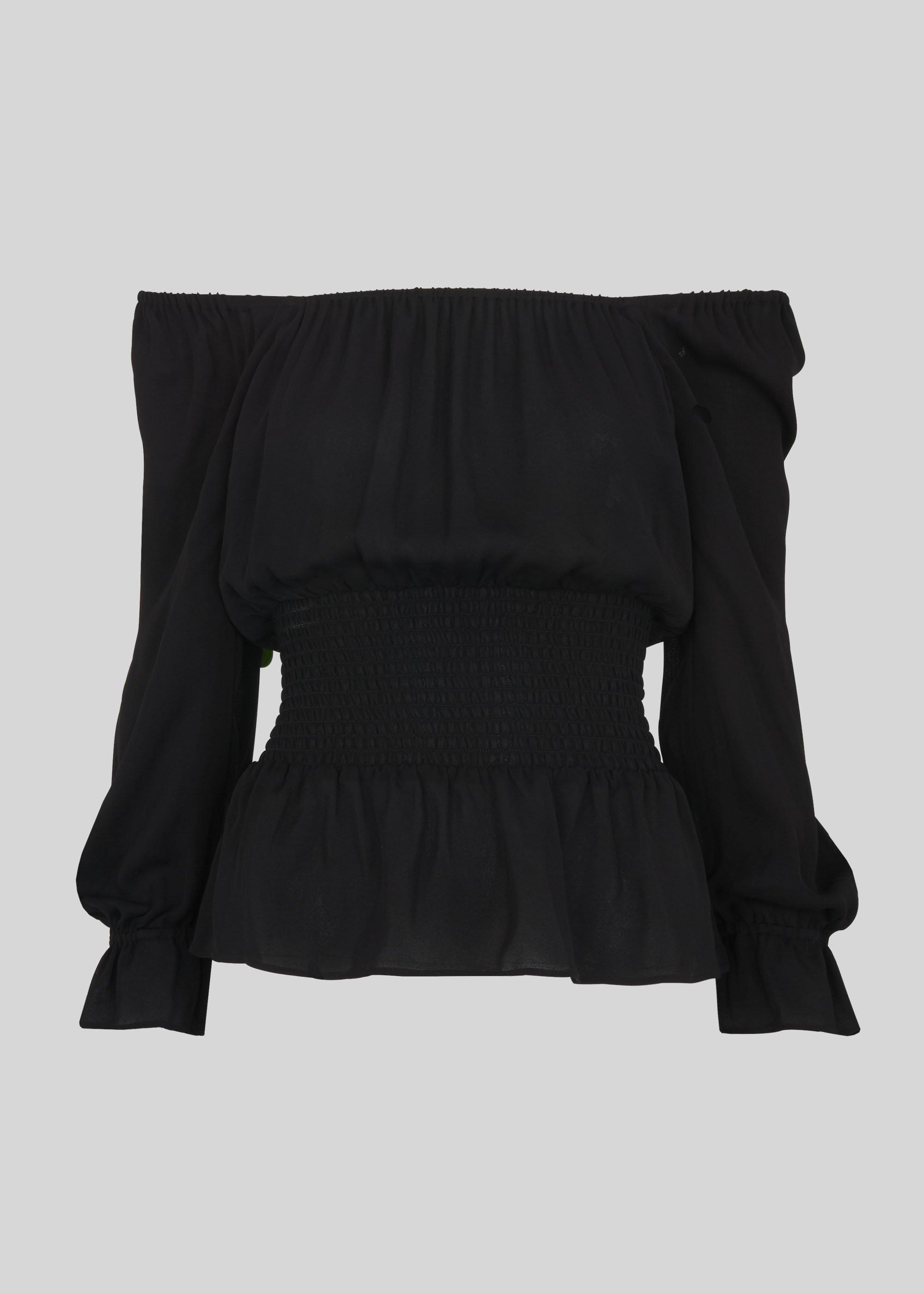 Adara Smocked Waist Top Black