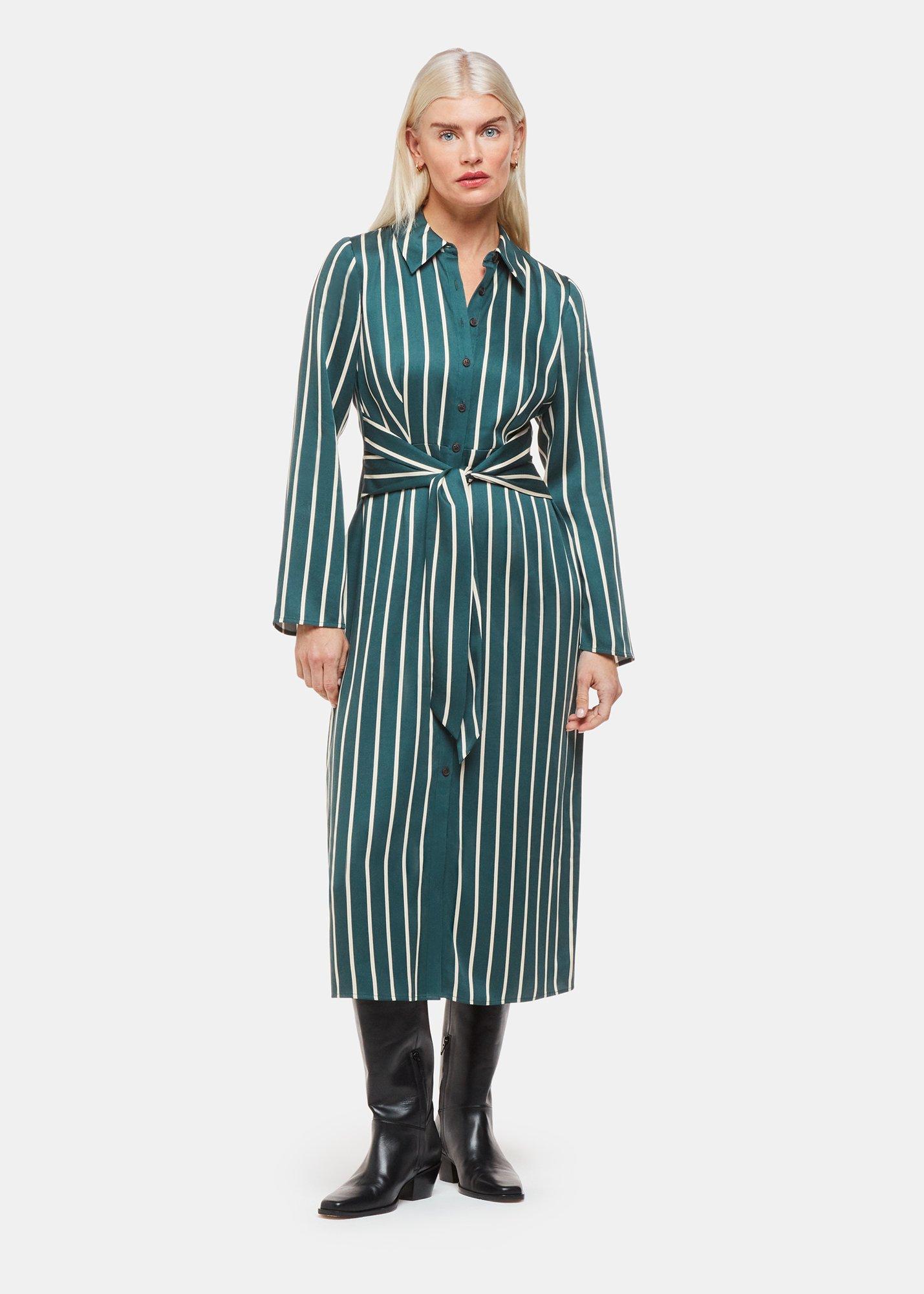 Green Petite Alex Stripe Shirt Dress
