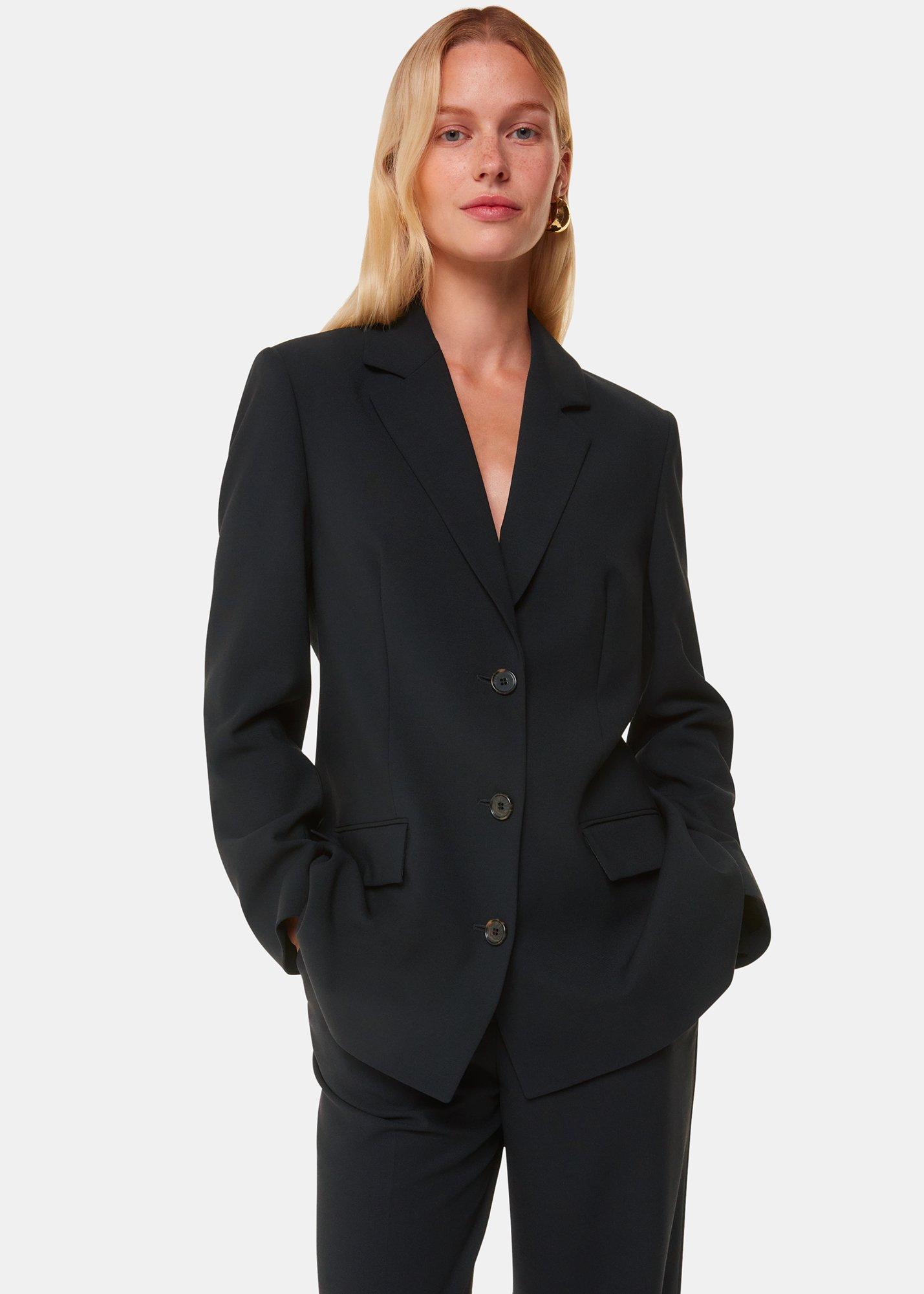 Black Amelie Wool Blend Blazer