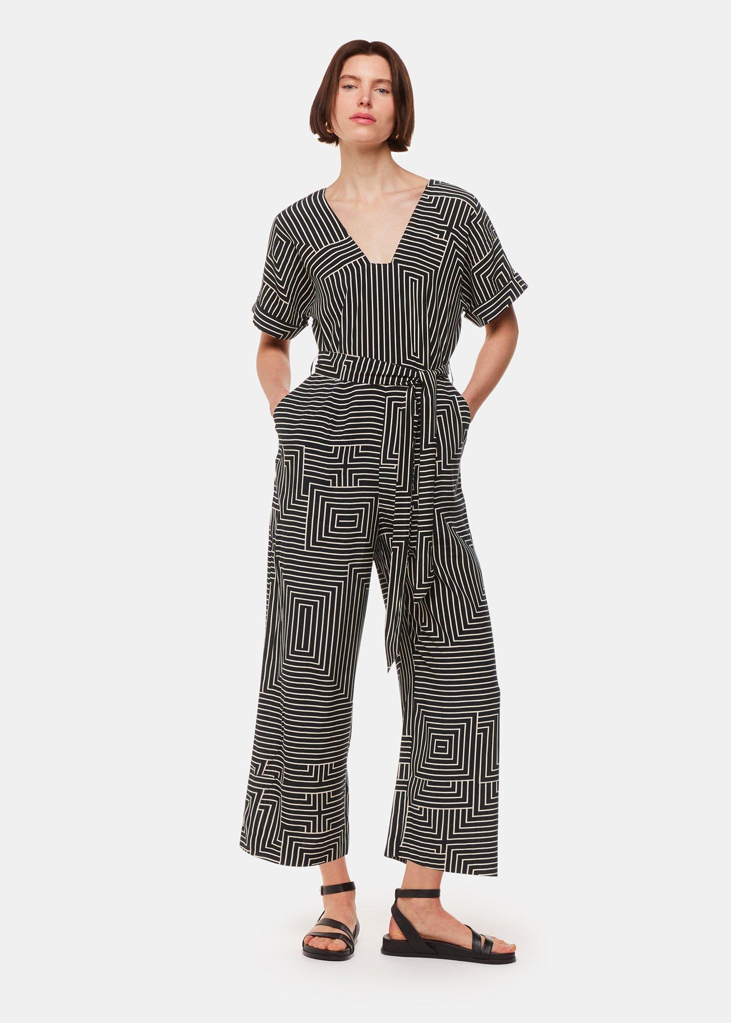 Black Angled Stripe Jumpsuit