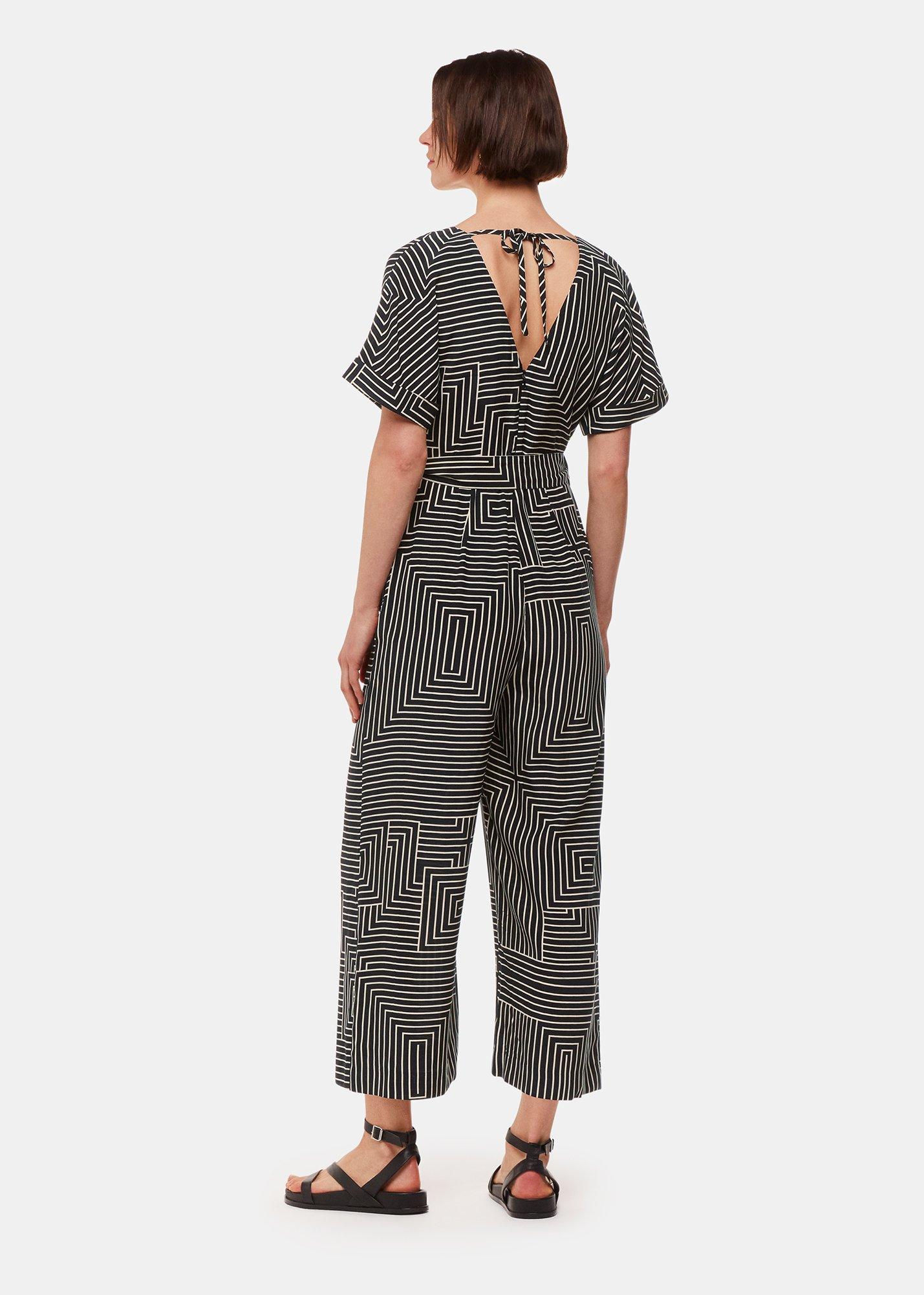 Black Angled Stripe Jumpsuit