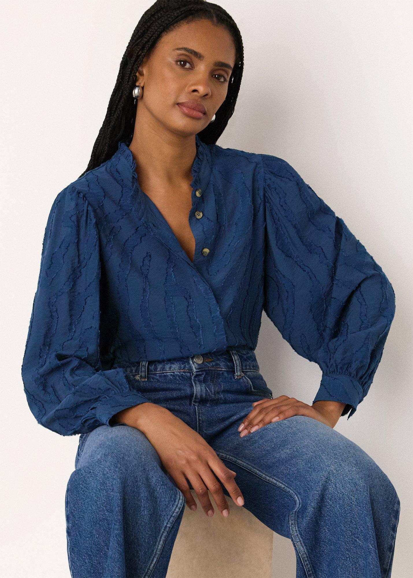 Blue Animal Textured Shirt