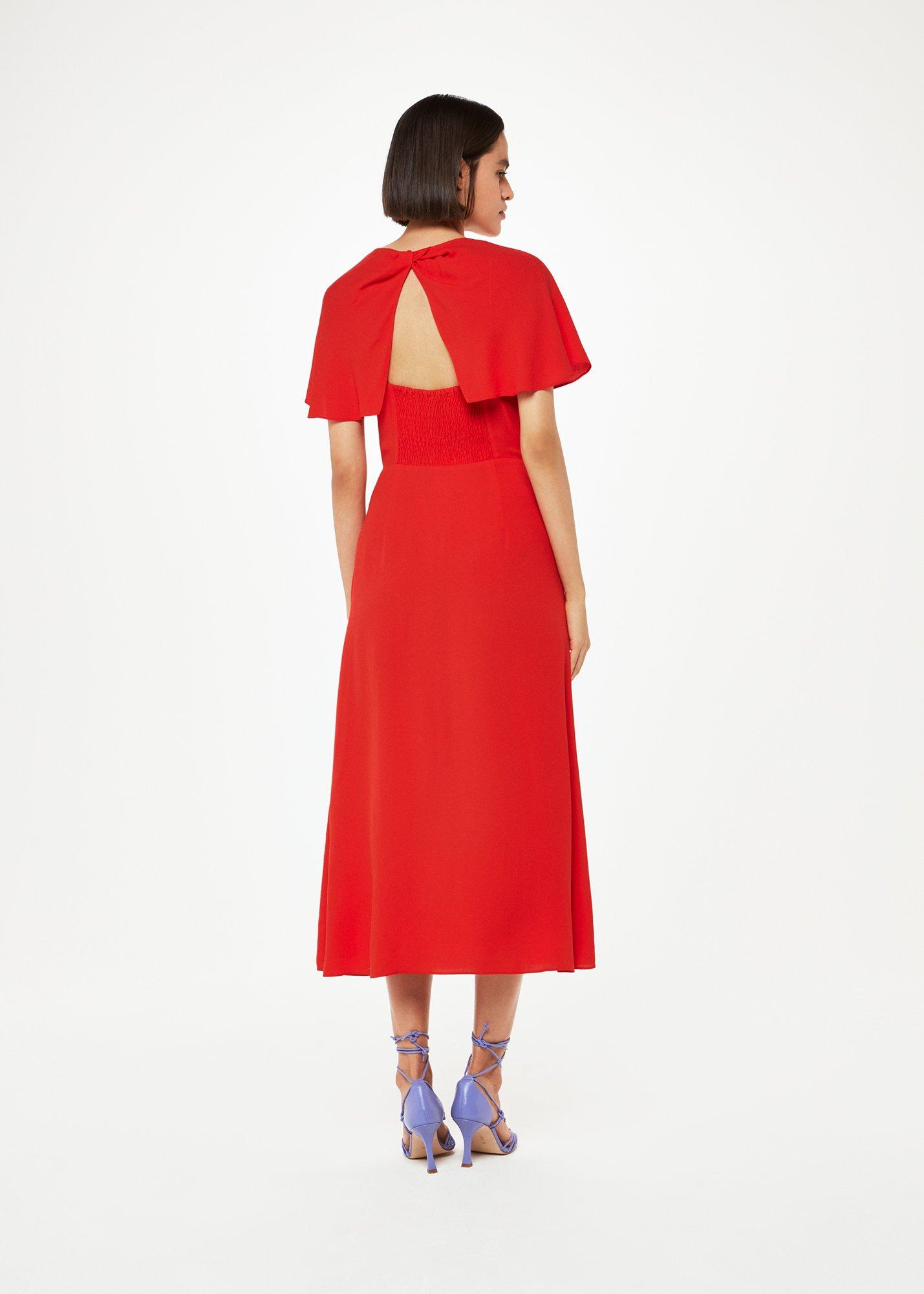 Red Petite Annabelle Cape Sleeve Dress