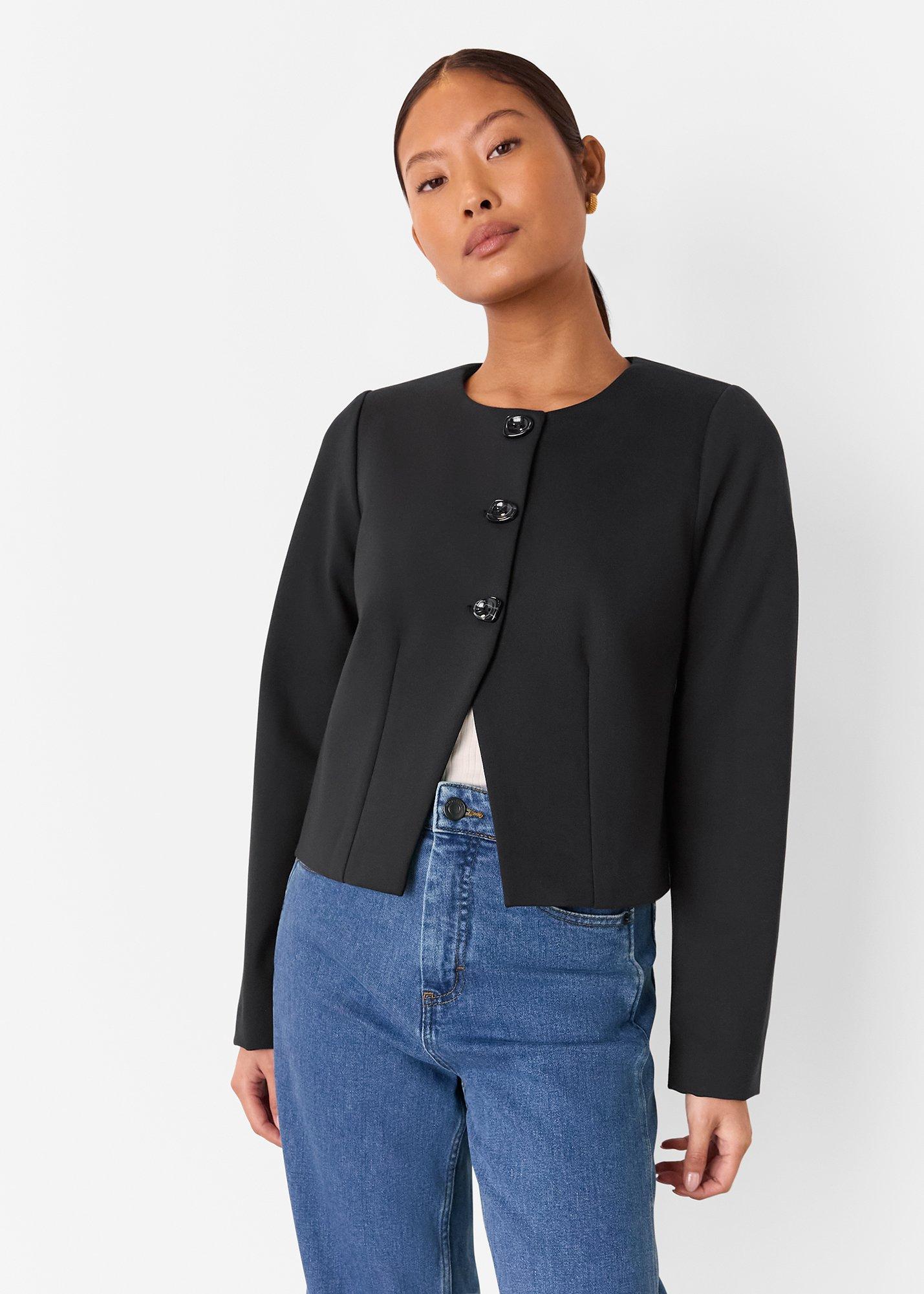 Black Petite Anne Ponte Button Jacket