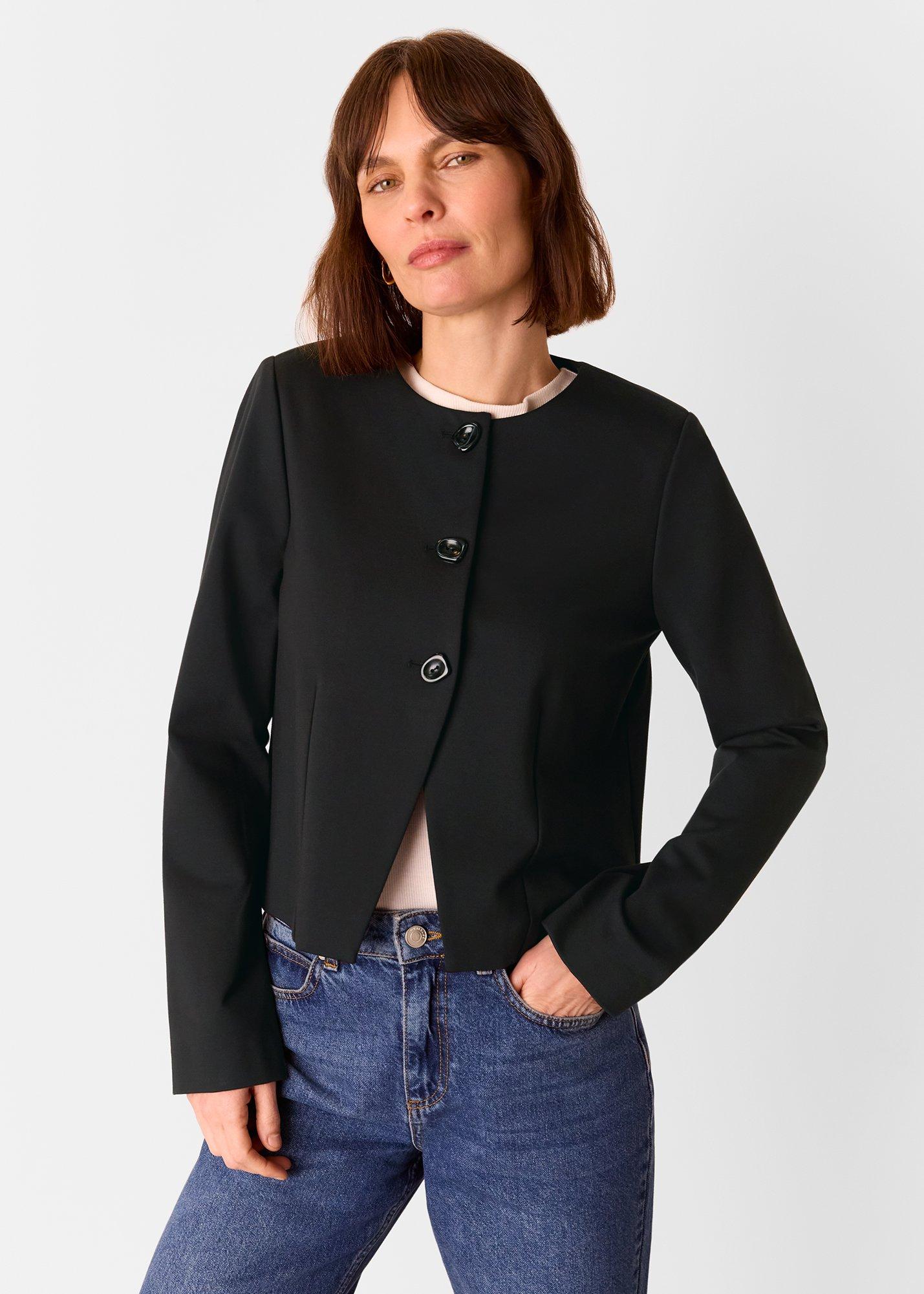 Black Anne Ponte Button Jacket