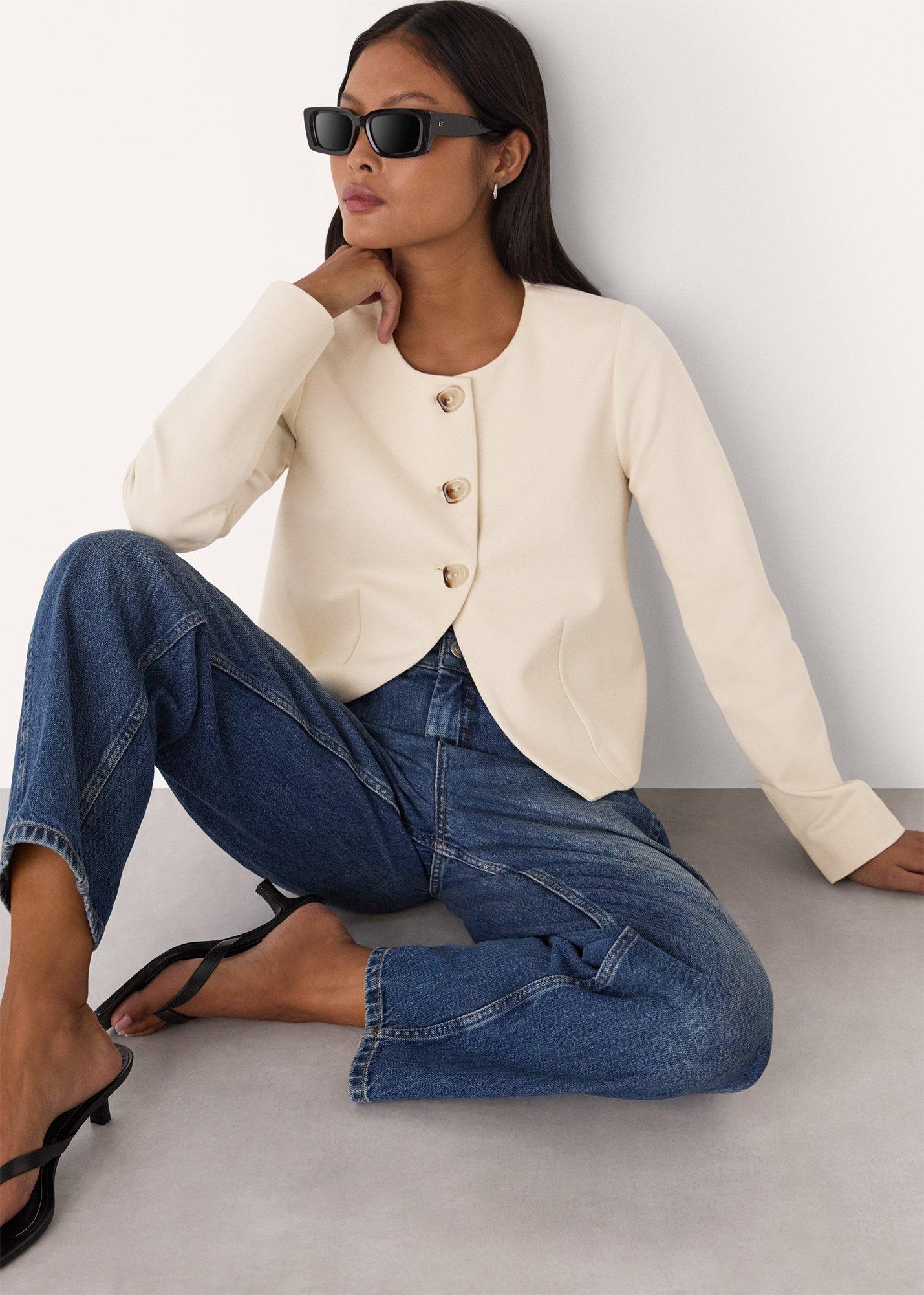 Ivory Anne Ponte Button Jacket