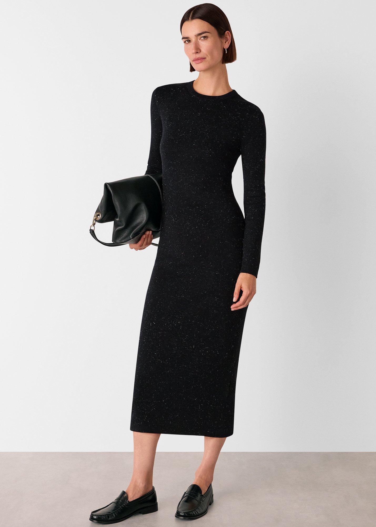Black Annie Sparkle Knit Sweater Dress